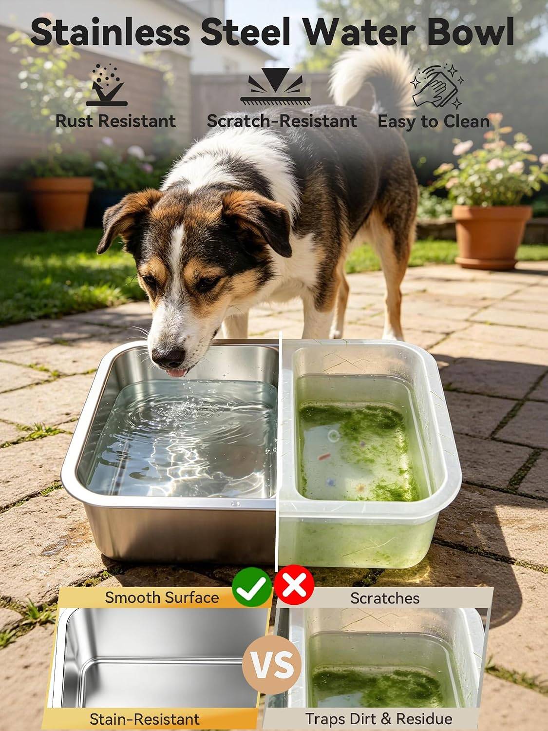 14L Stainless Steel Dog Water Bowl No-Spill with Anti-Skid Mat - photo 4