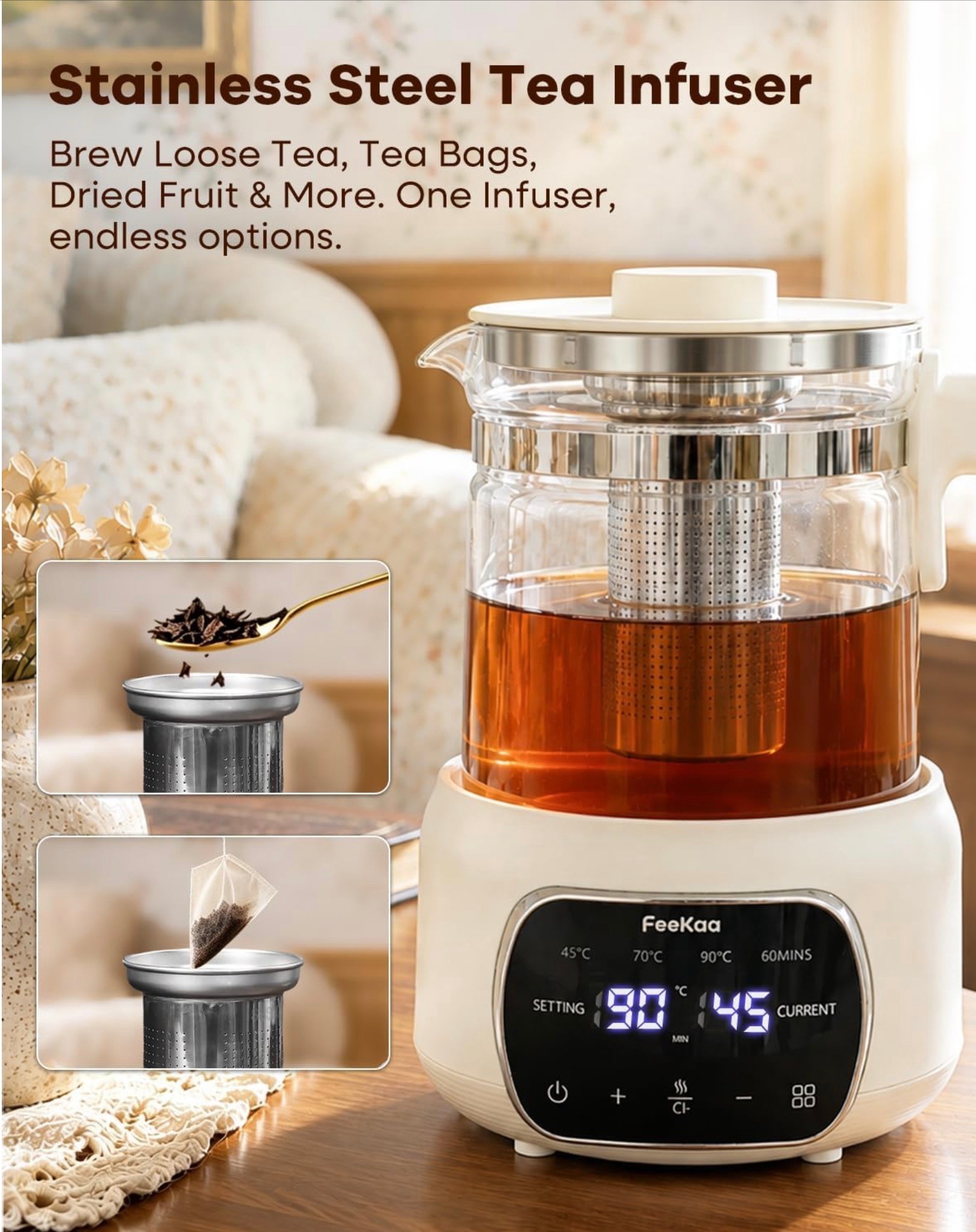 Feekaa Electric Kettle 1.3L with stainless steel infuser - photo 5