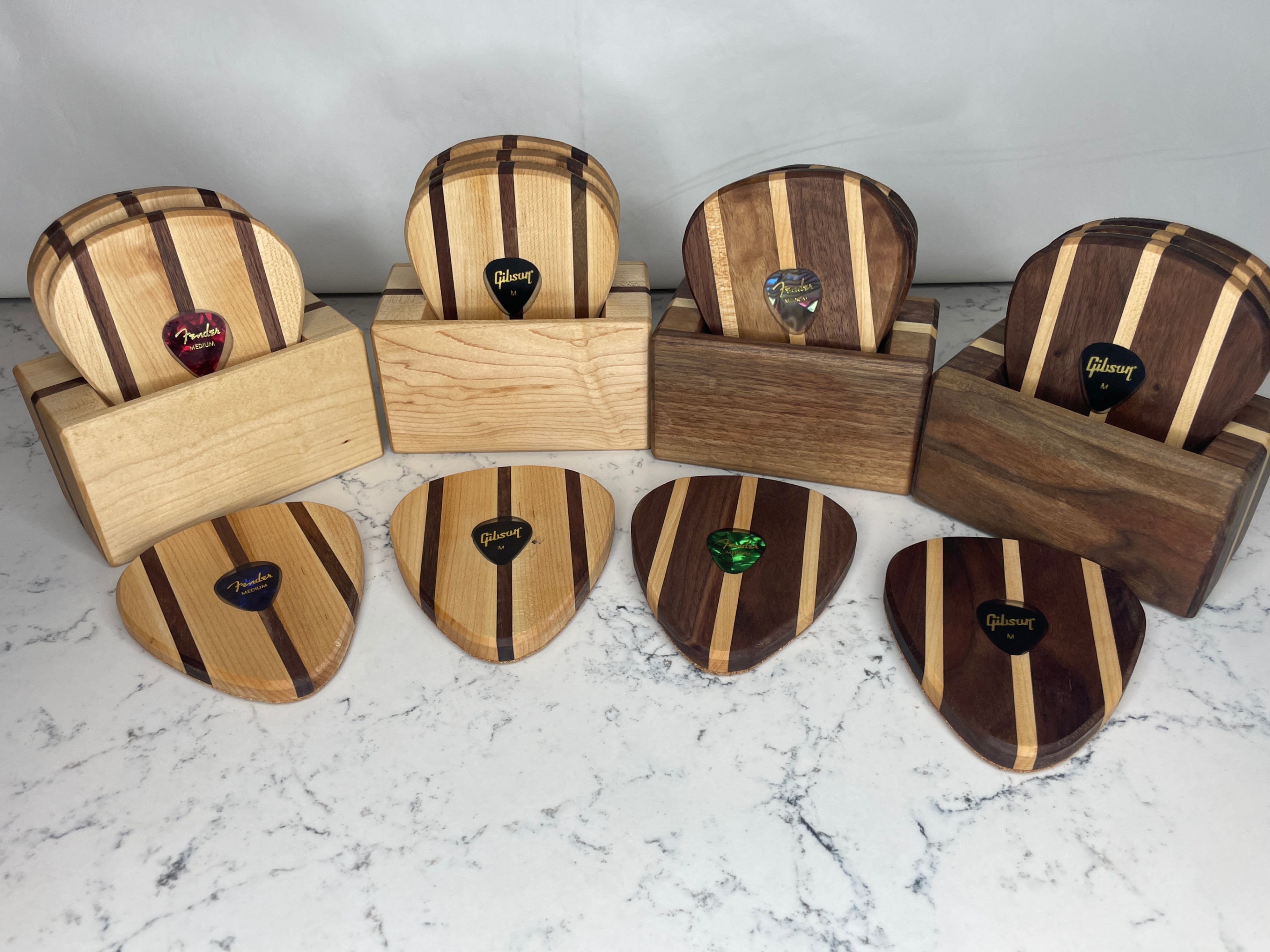 “Pick-in-Pick” Guitar Pick Wooden Coasters