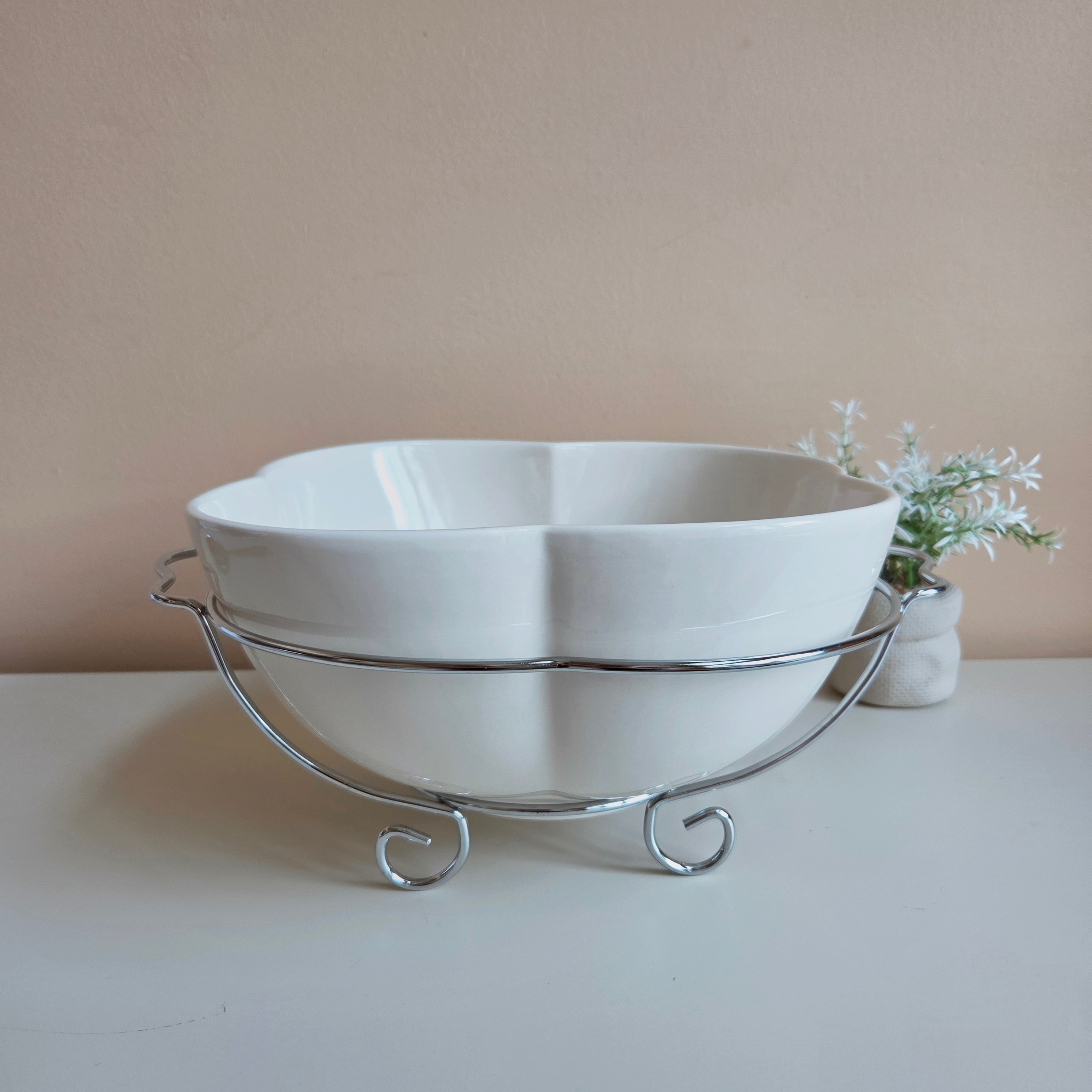 Godinger - Porcelain Salad Bowl + Rack & Servers - Pre-Loved! 🥗 - photo 2