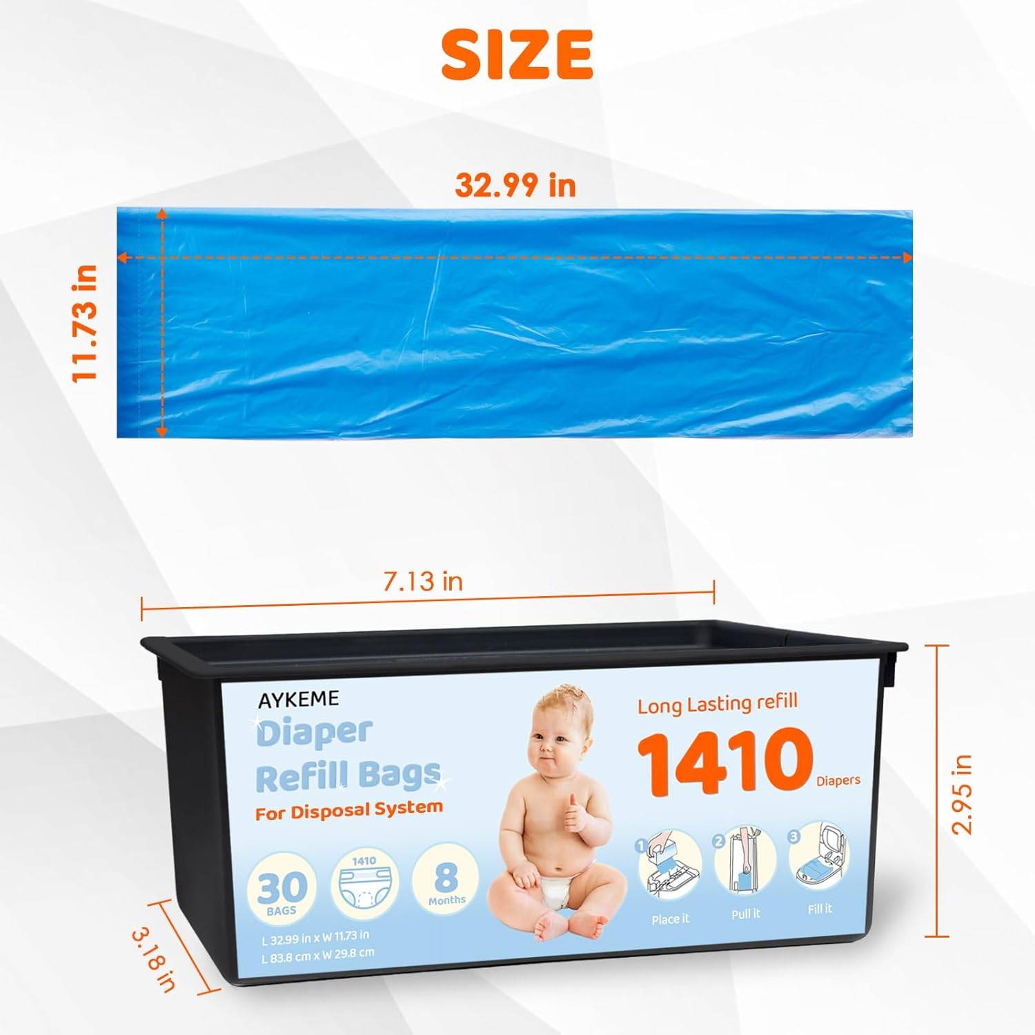 NEW~ Diaper Pail Refill Bags 60ct Compatible with Genie - photo 3