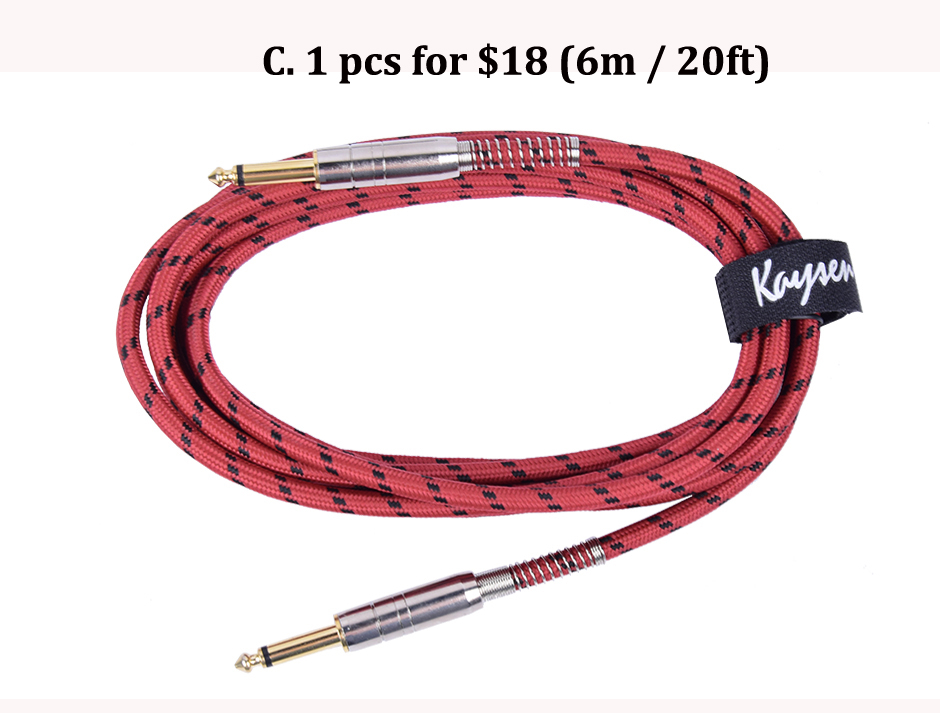 Guitar cable cords (2.8 m, 3 m, 6 m) for electric /bass guitars - photo 3