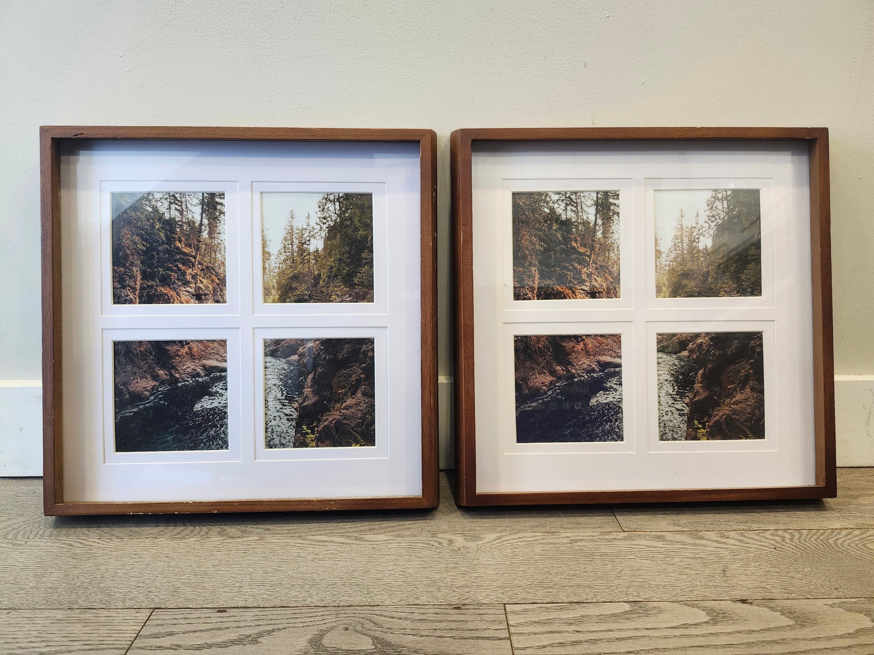 Set of 2 Walnut-Framed Nature Photo Collages – Modern Home Decor - photo 2