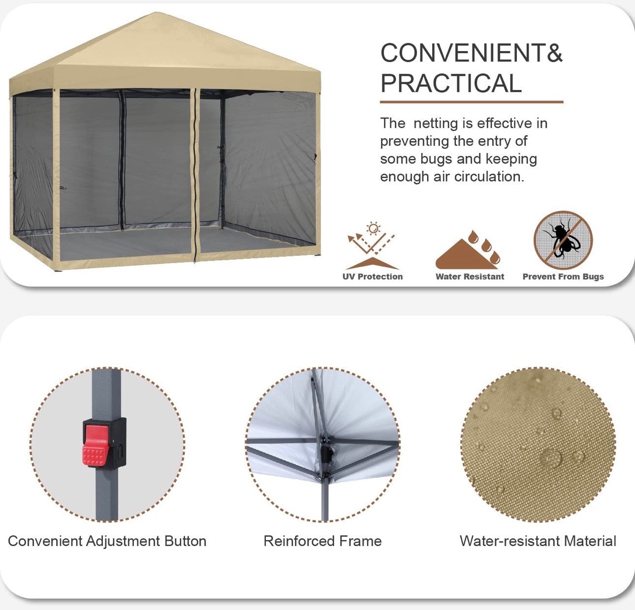 MASTERCANOPY 8x8 Pop Up Canopy Tent & Netting/UV/Bug+WaterProof - photo 4
