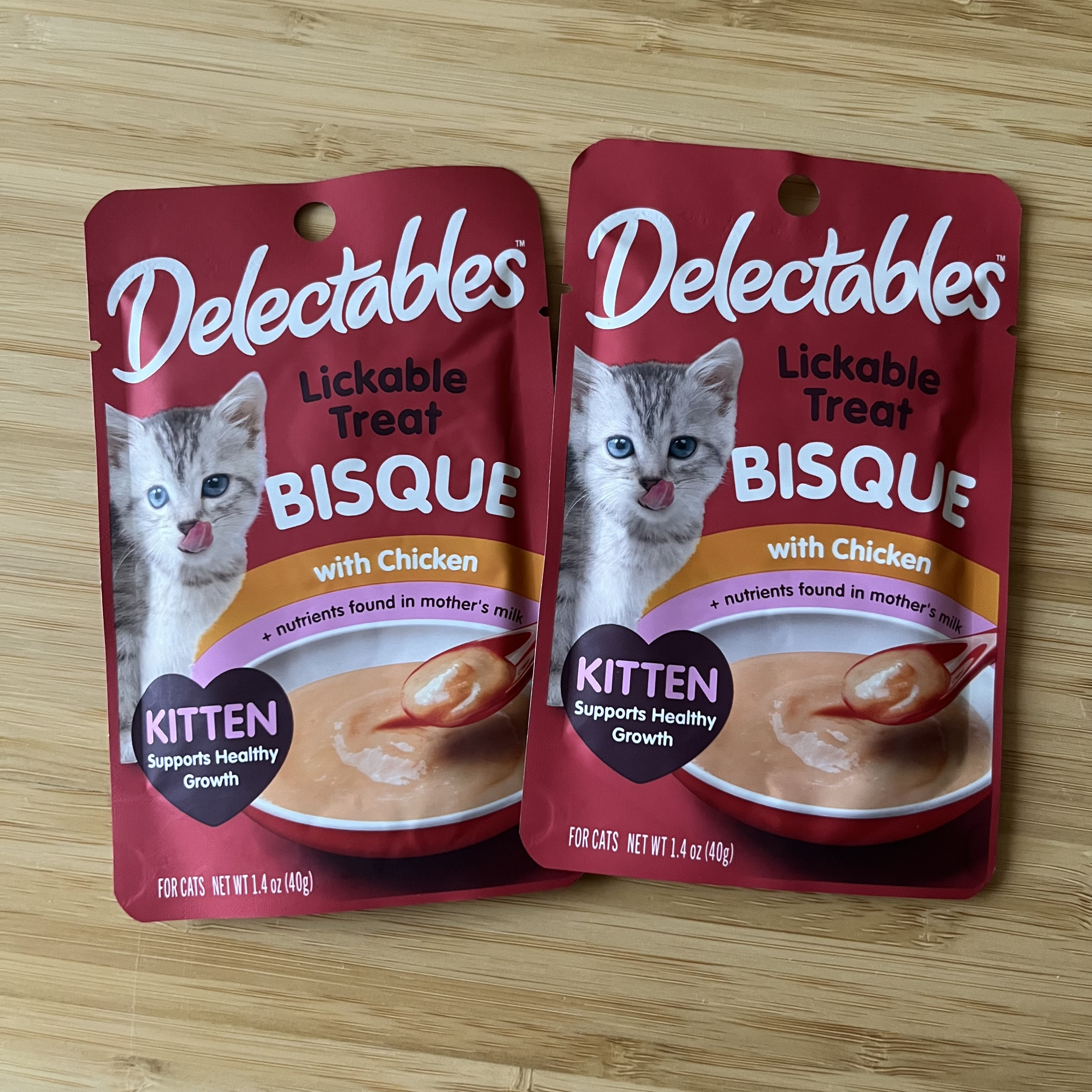 Delectables Kitten Lickable Treat Bisque (2 pouches)
