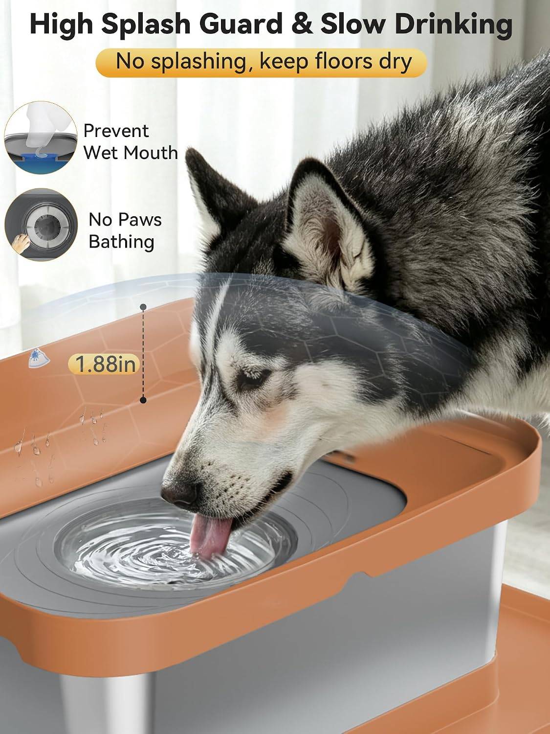 14L Stainless Steel Dog Water Bowl No-Spill with Anti-Skid Mat - photo 3