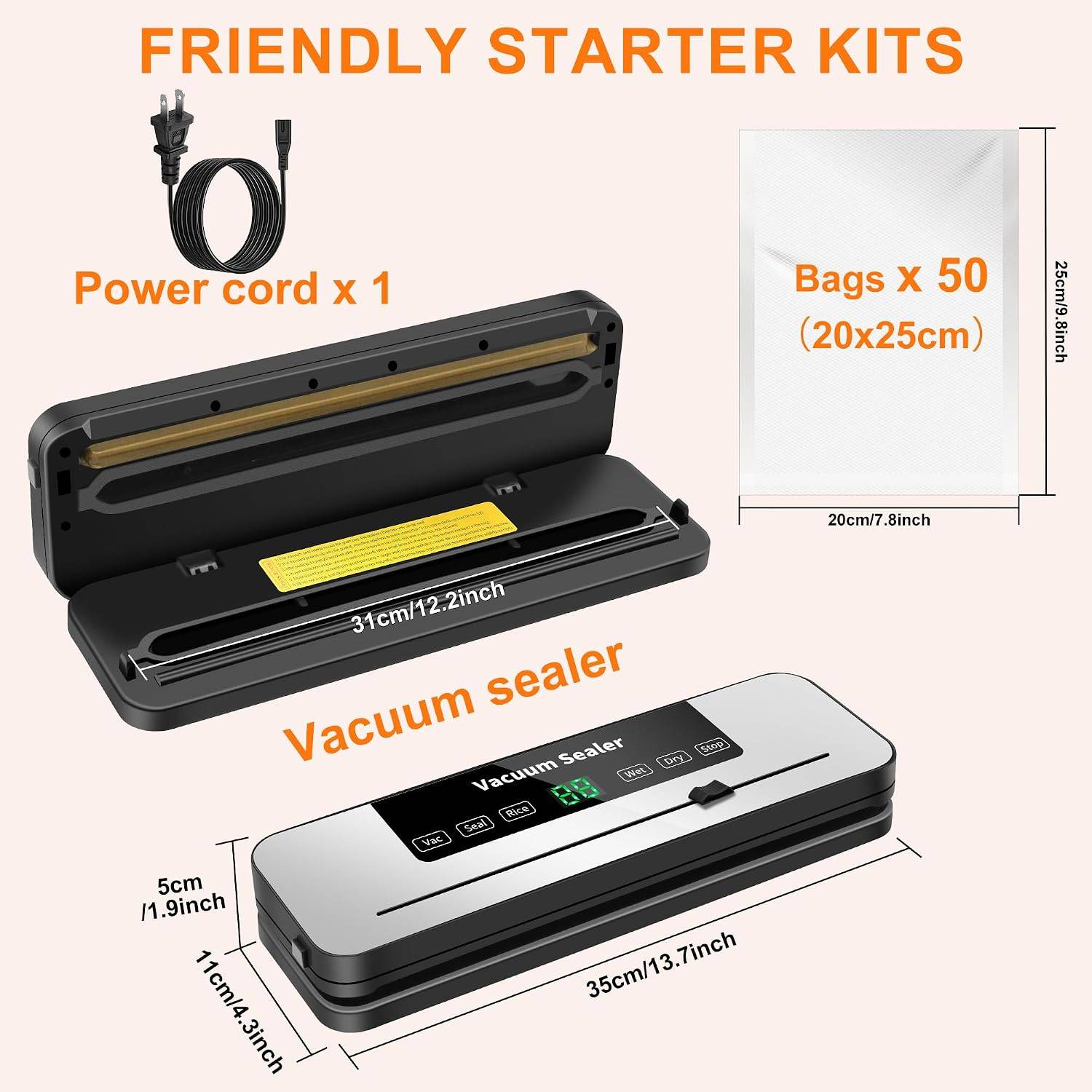 Vacuum Sealer Machine with 50 Bags - photo 2