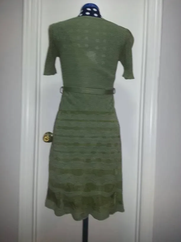 Fancy Green Dress With Waist Tie And Slip (Fits Like Small) - photo 3