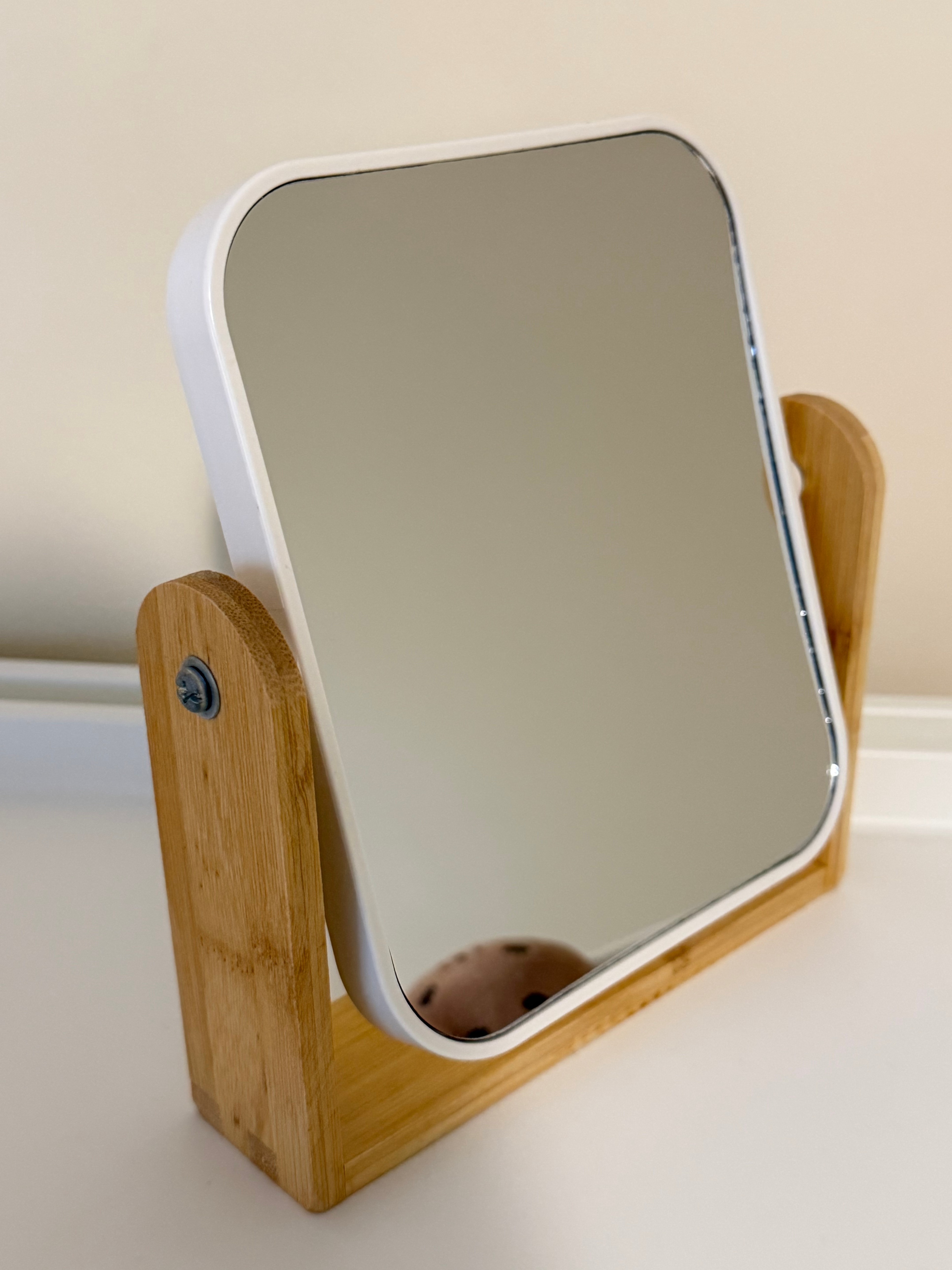 Double-Sided Vanity Mirror with Bamboo Stand - photo 3