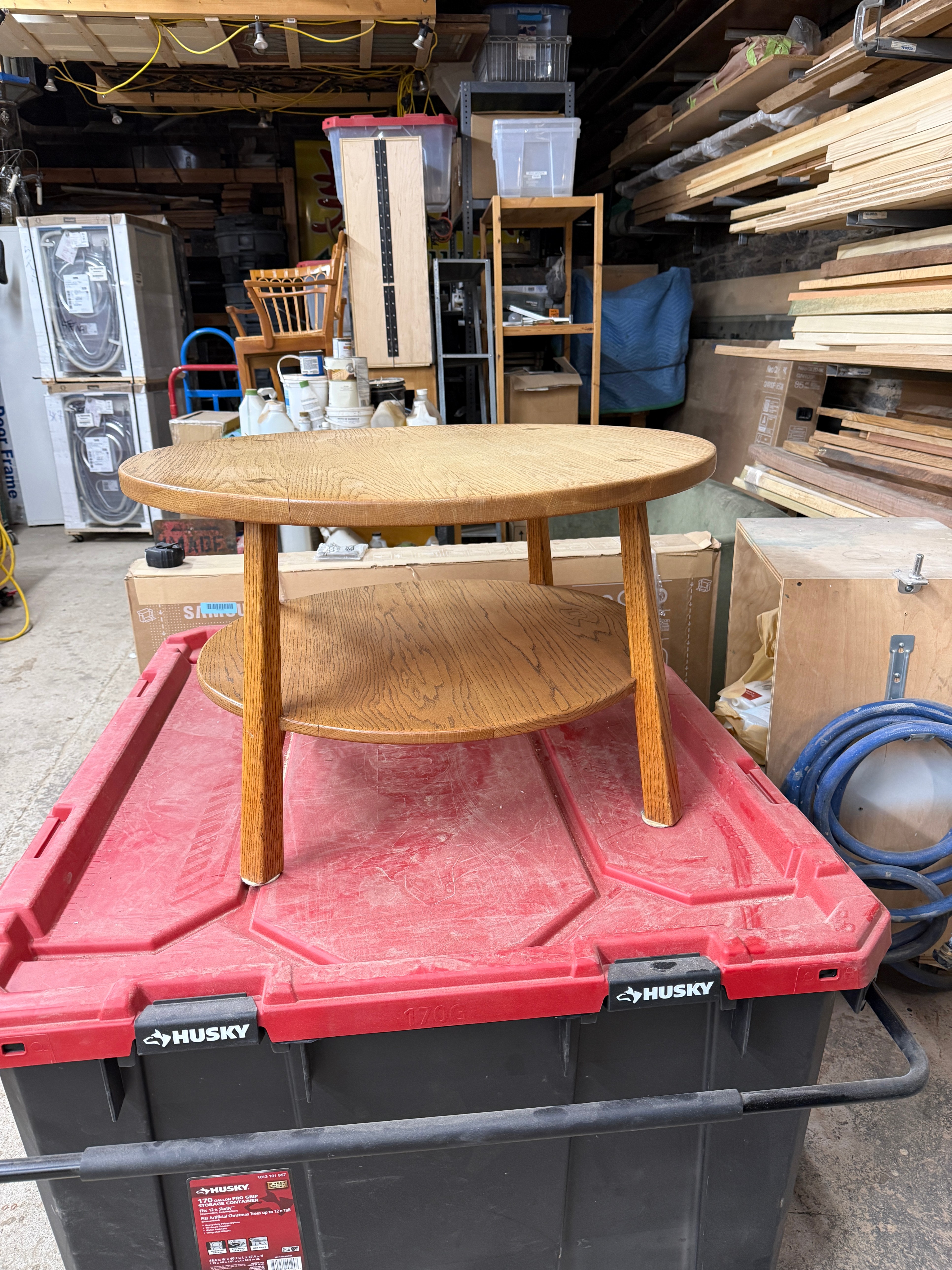 Custom Solid Oak Two-Tier Round Coffee Table - photo 3