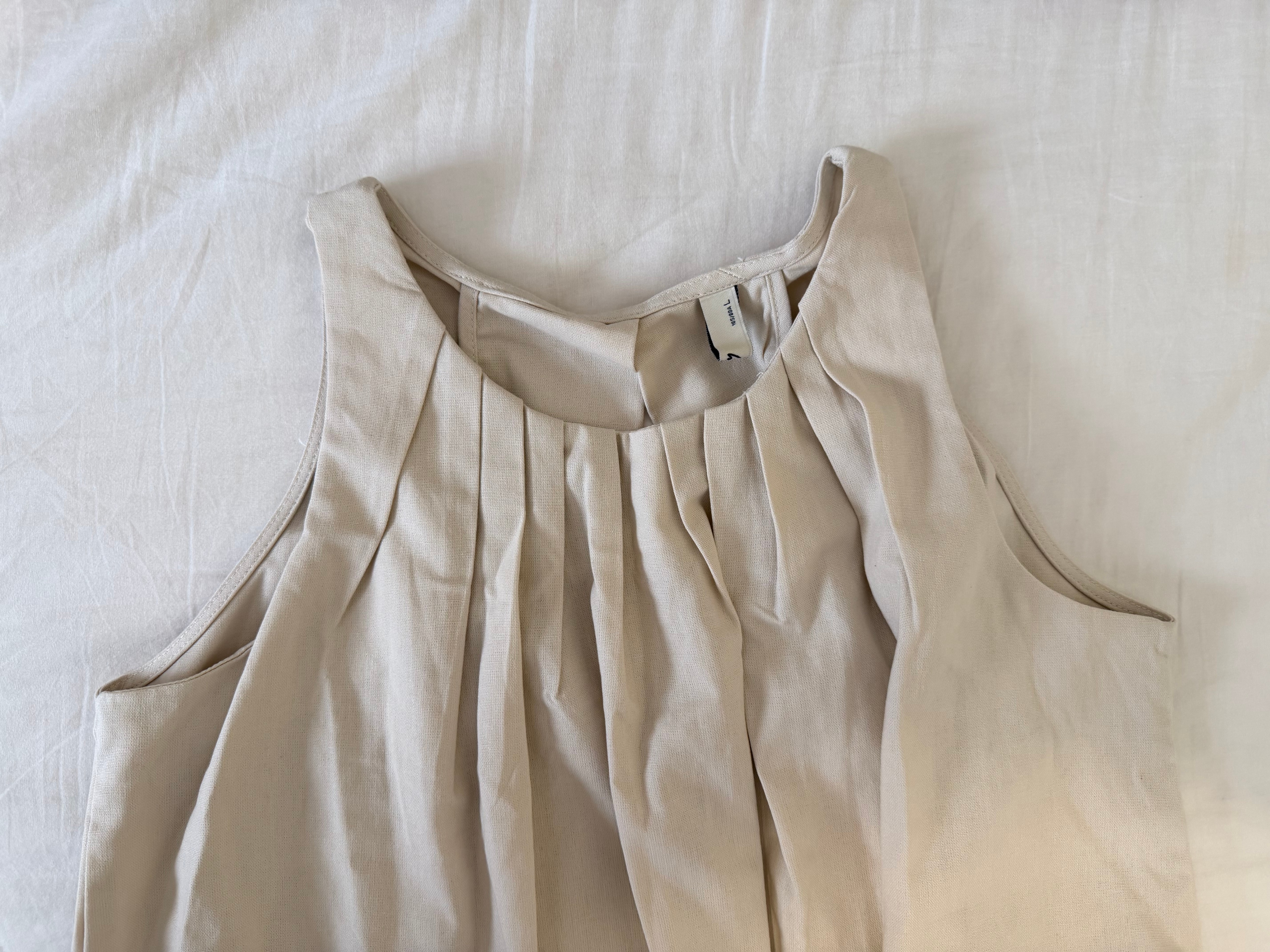 Women’s Beige Pleated Sleeveless Maxi Dress – Size L - photo 5