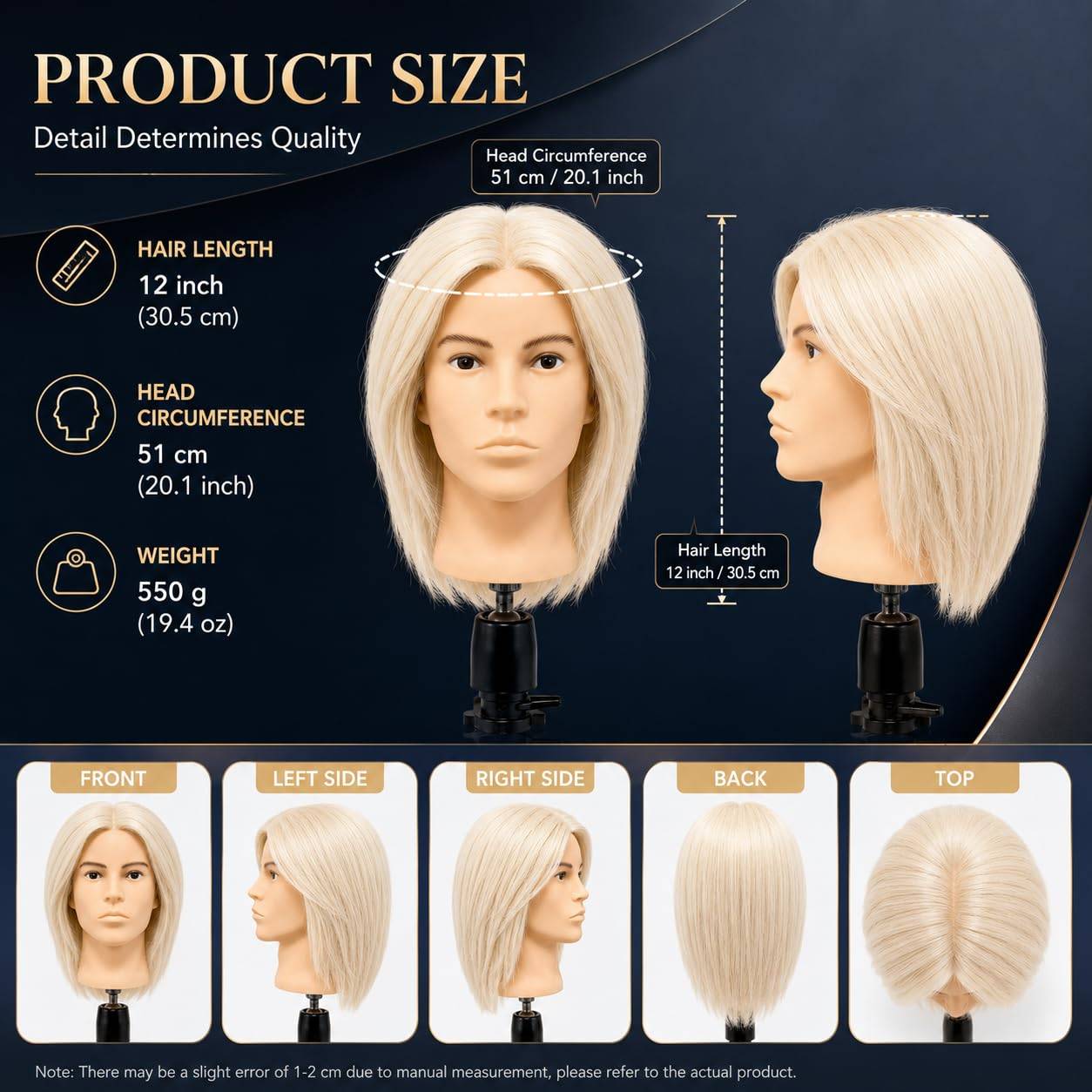 NEW~ Mannequin Head with 100% Human Hair & Stand - photo 2