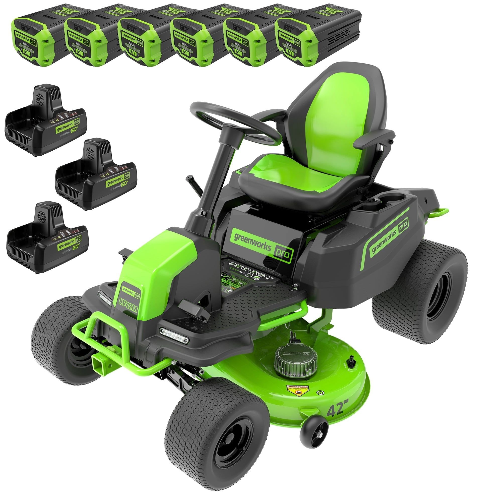 NEW Greenworks Pro Electric Riding Lawn Mower CRT426 - photo 2