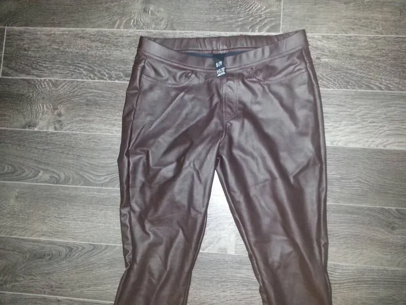 Hue Pleather Tights Size Small In Brown - photo 4