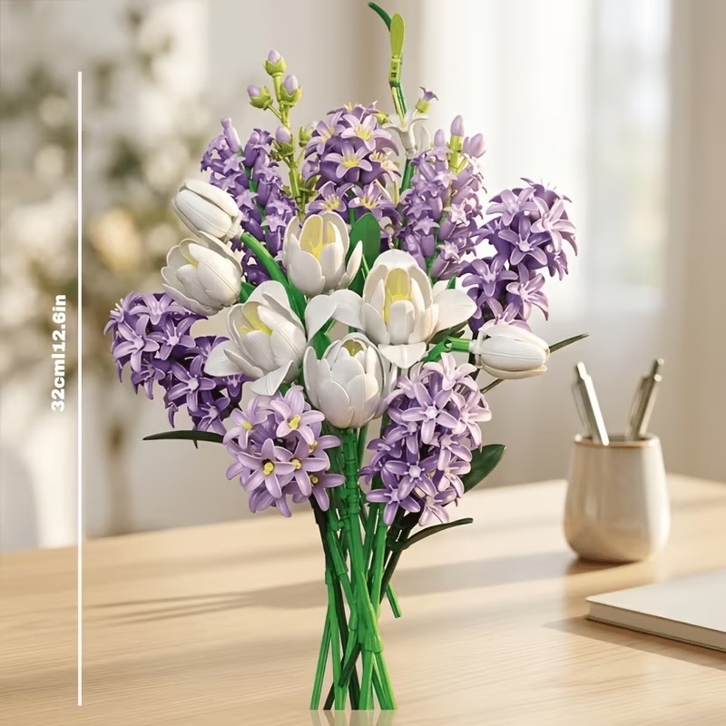 739pcs Lego Style Flower Bouquet Kit - Hyacinths and Tulips