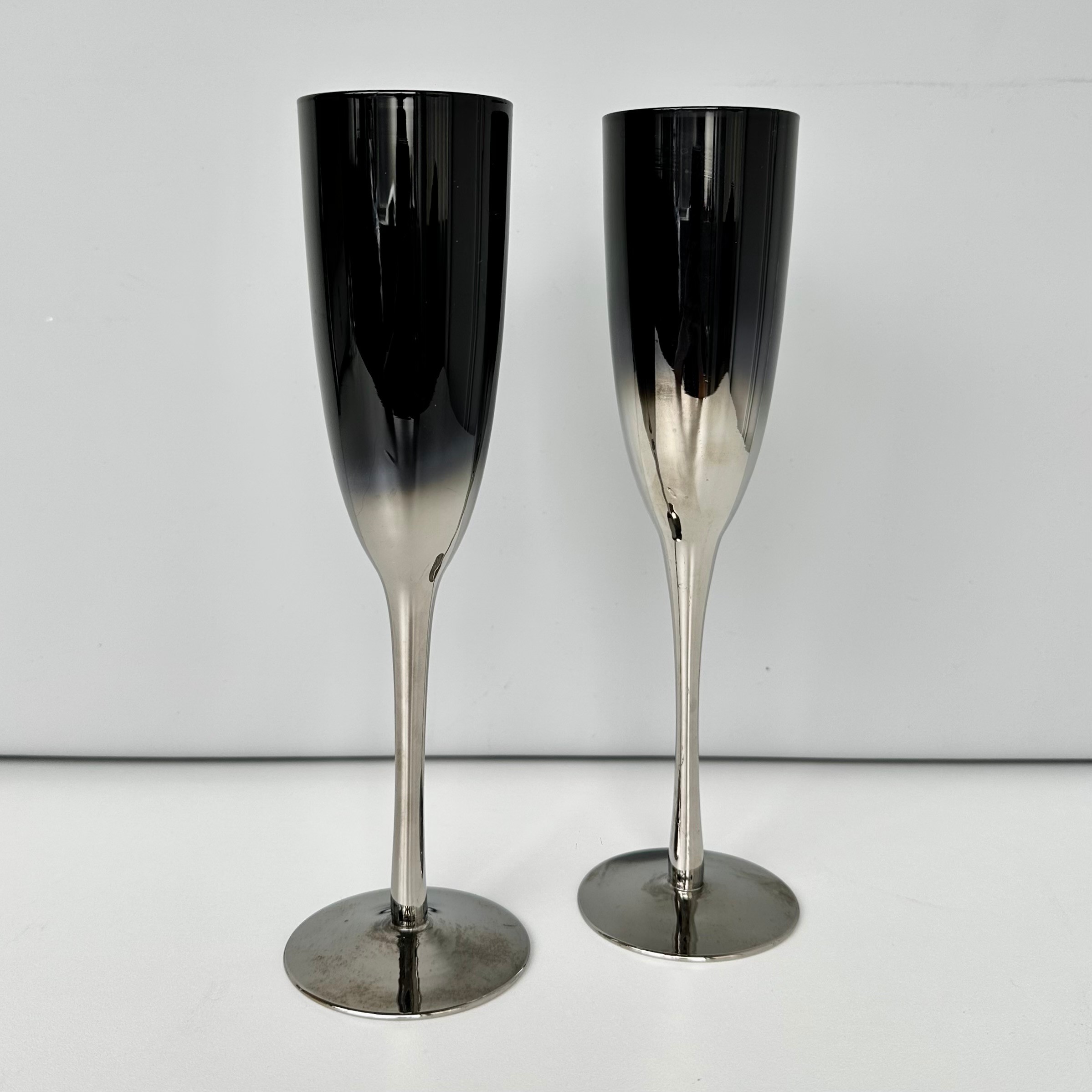Gradient Chrome Champagne Glasses