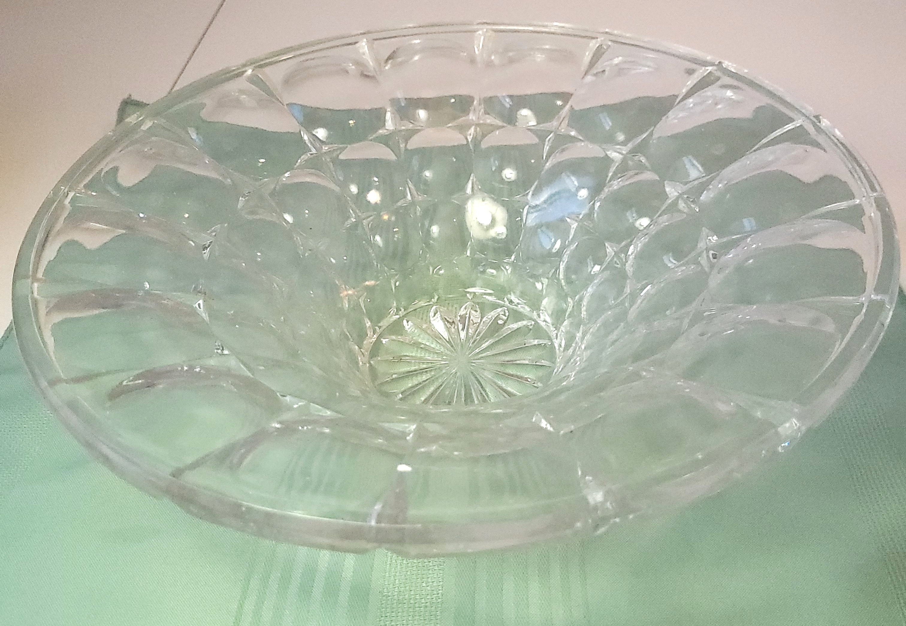 1960s Clear Pressed Glass Bowl Faux Floral Centerpiece - photo 4