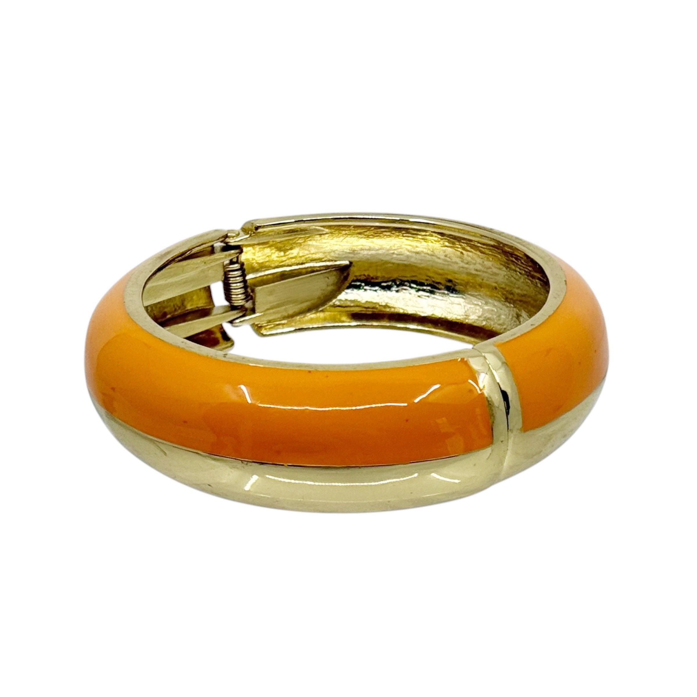 Gold tone enamel hinged bangle bracelet - photo 4