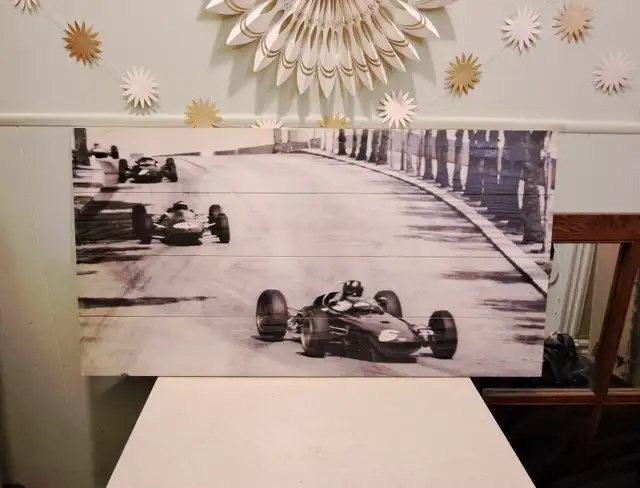 Vintage 60s Formula 1 Grand Prix Race Car Art - Wood Wall Print
