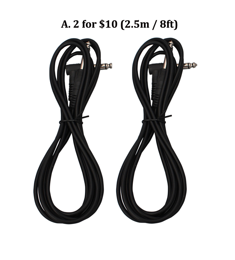 Guitar cable cords (2.8 m, 3 m, 6 m) for electric /bass guitars