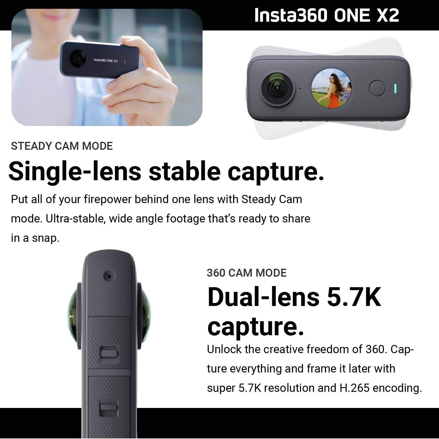 INSTA360 ONE X2 CAMERA - LIKE NEW - photo 2