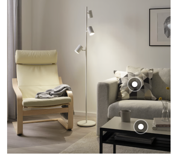 Floor lamp with 3-spotlights, white