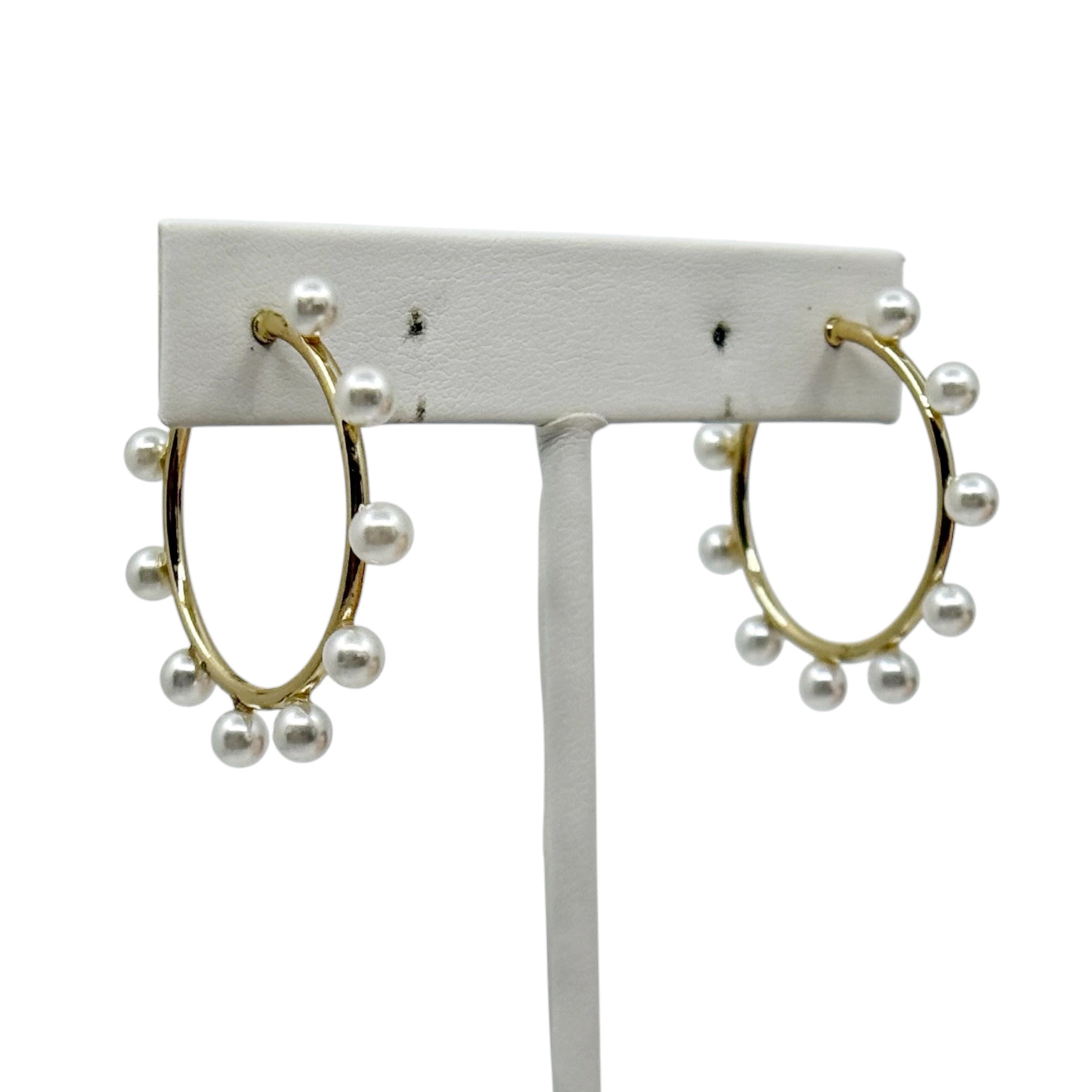 Banana Republic Gold tone pearl hoop earrings