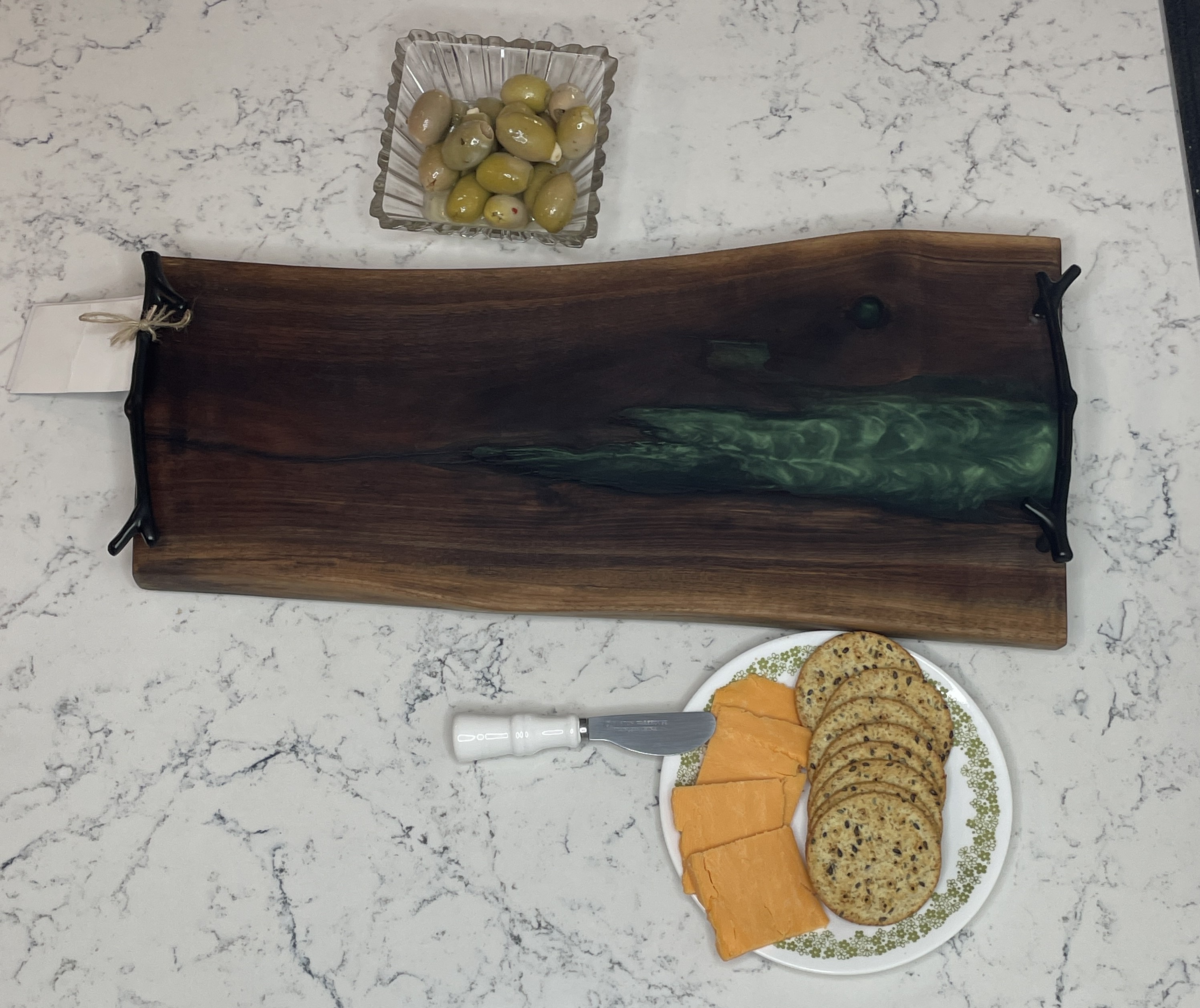 Black Walnut Live Edge Charcuterie Board w/ Epoxy (Twig Handles) - photo 2