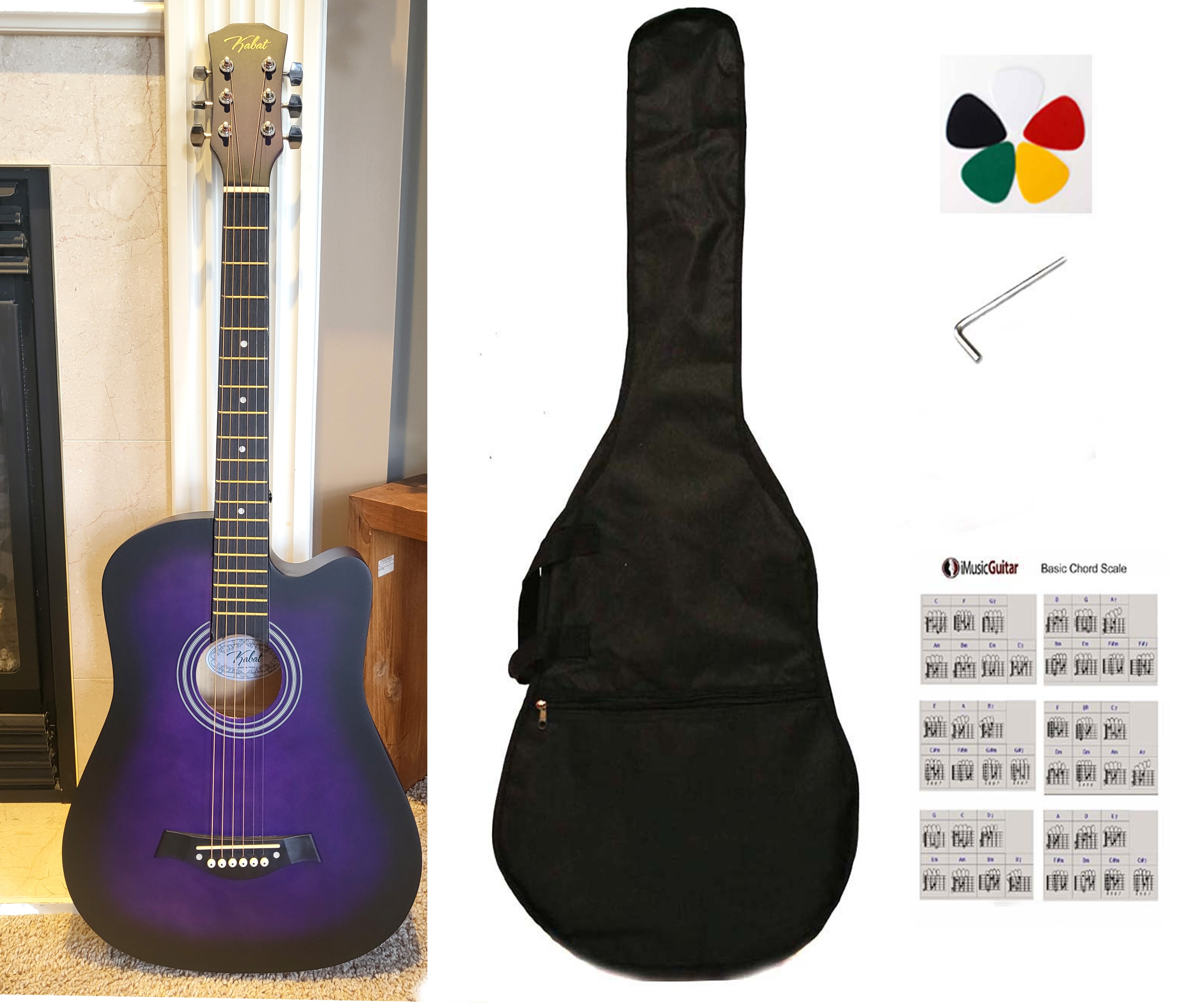 Brand New 38" Purple Acoustic Guitar Perfect for Beginners