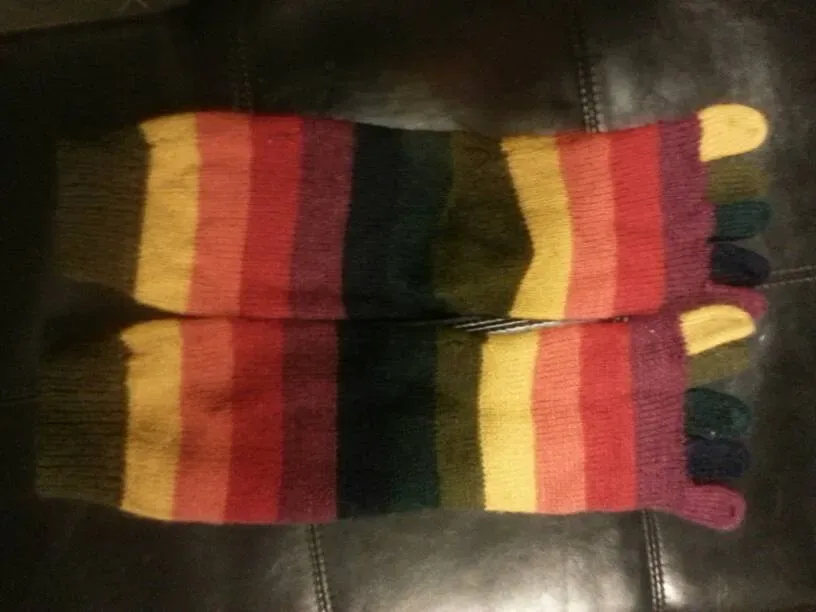 The Best Toe Socks Ever -- Soft Warm Wool And Deep Rainbow Co... - photo 2