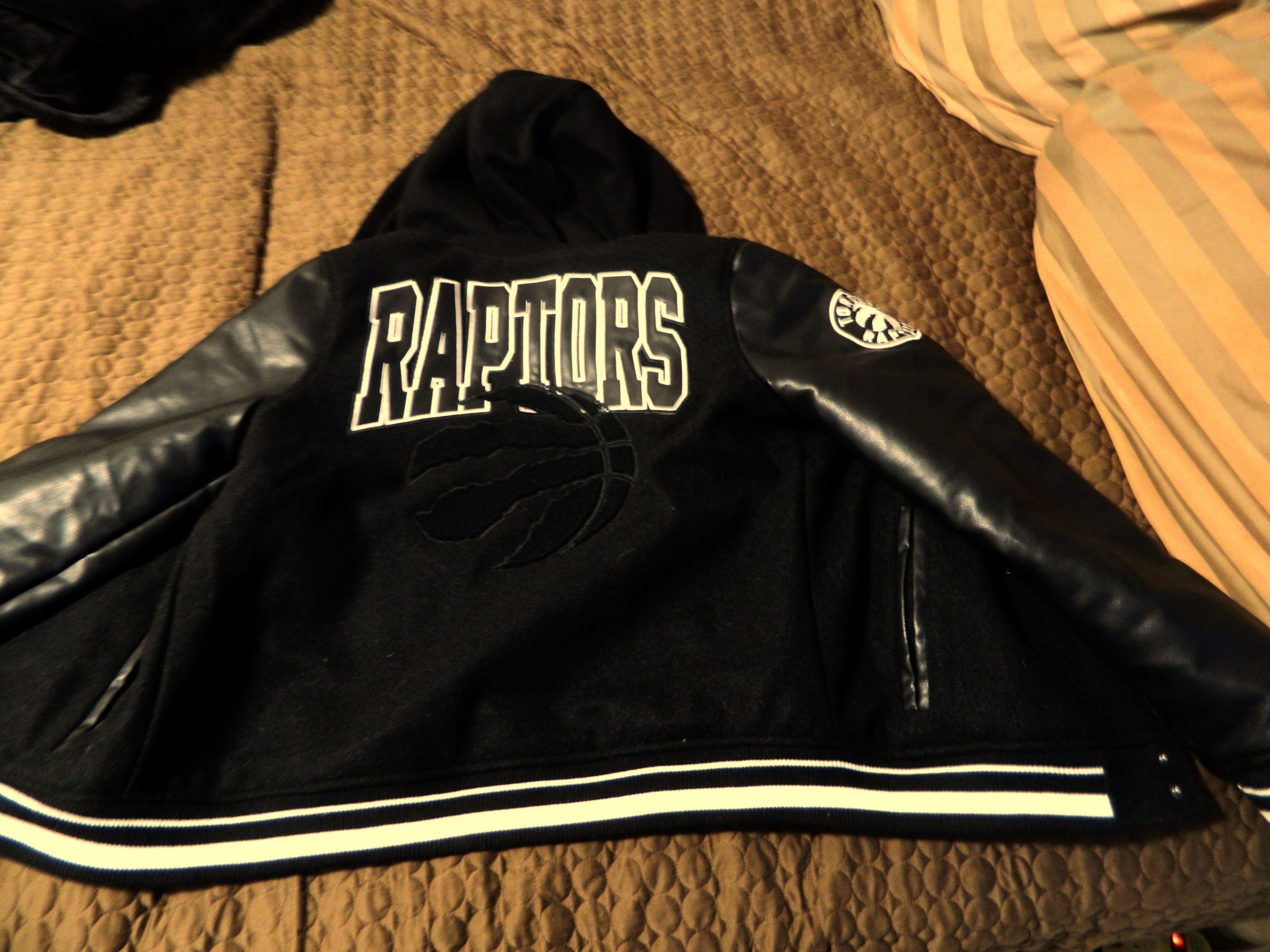 (Kids) Black Hooded Toronto Raptors varsity jacket