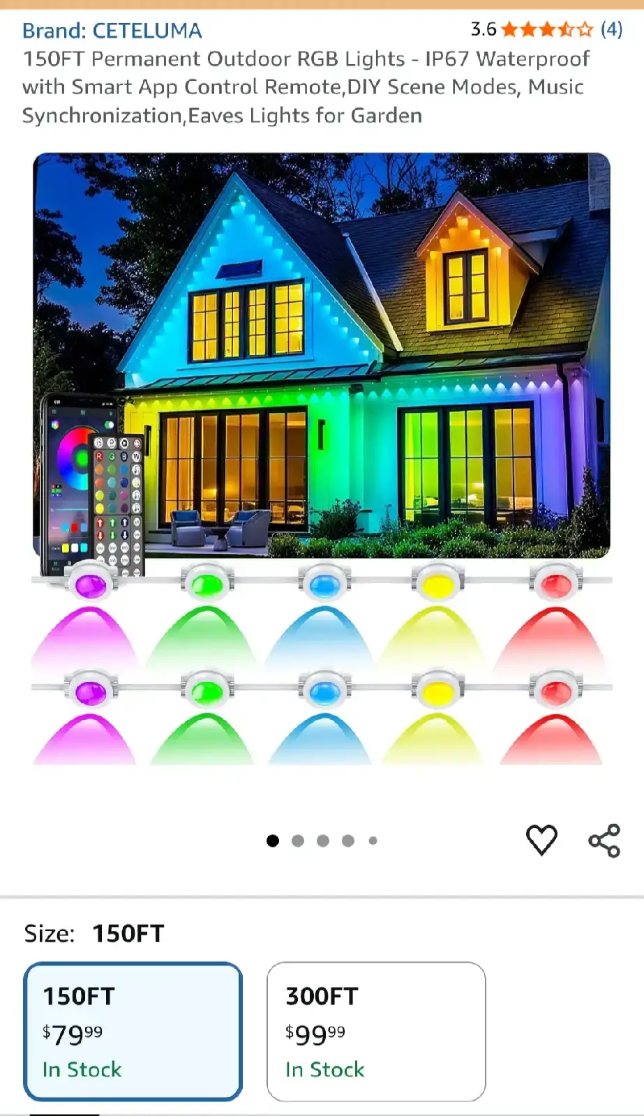 CETELUMA 150FT Outdoor RGB Lights