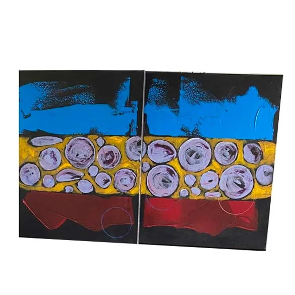 Grape Jelly Abstract Diptych – Original Art by A. Mackie