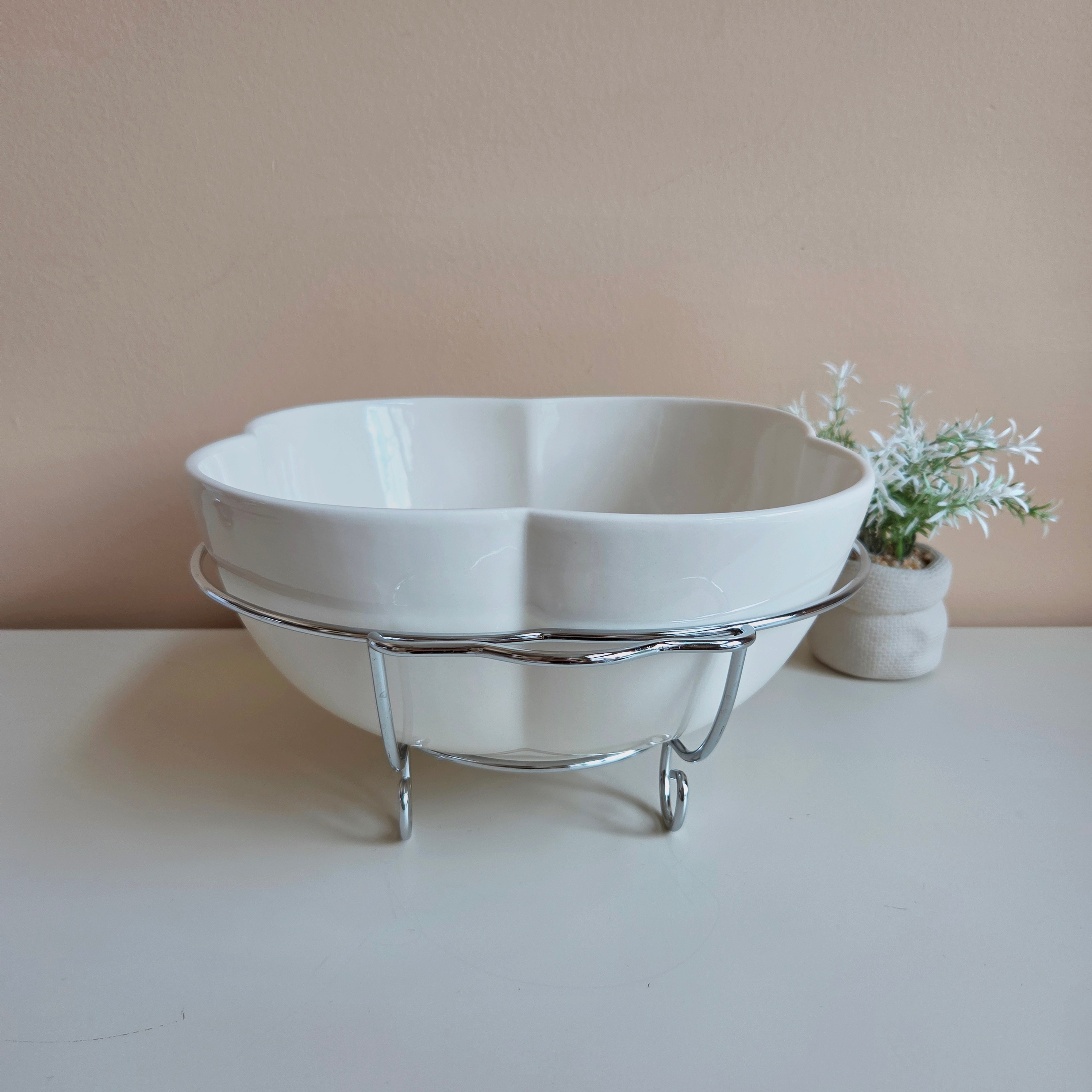 Godinger - Porcelain Salad Bowl + Rack & Servers - Pre-Loved! 🥗 - photo 3