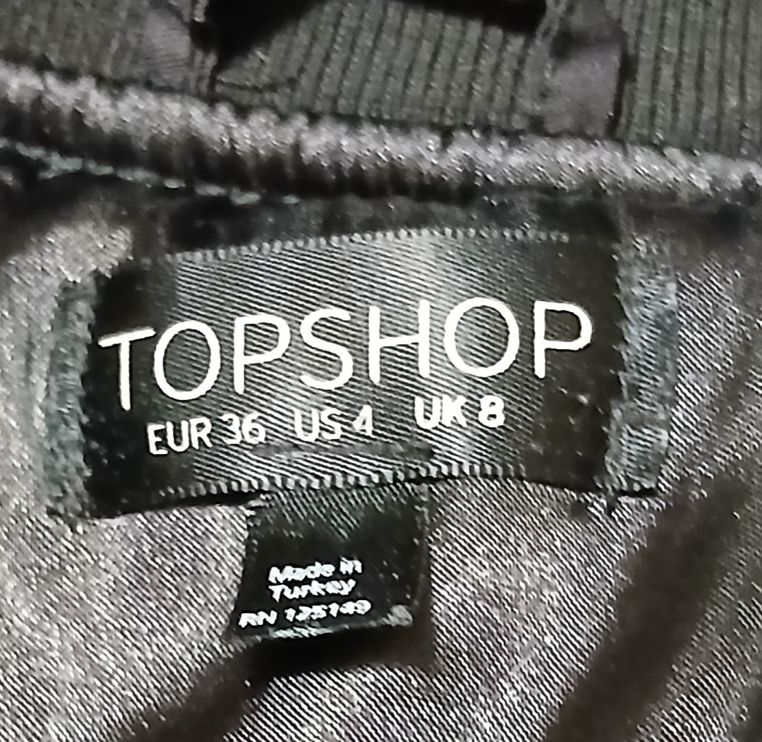 Women's Top Shop Black Bomber Jacket Size 4, Like New. - photo 5