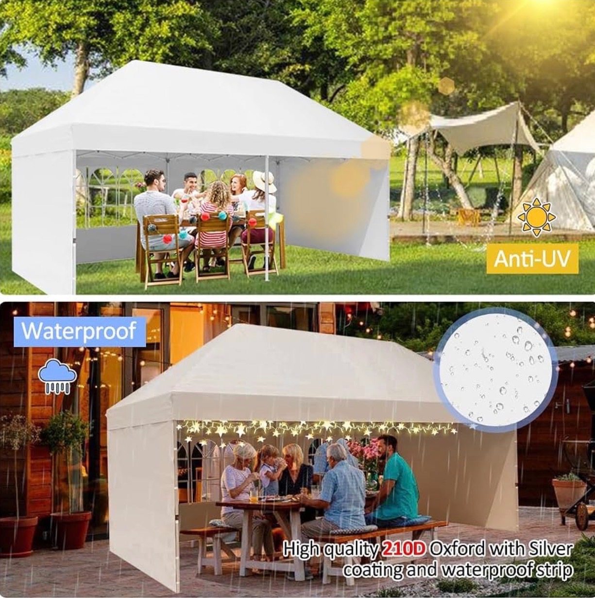10x20ft Pop Up Canopy Gazebo Commercial Grade Tent 4 Sidewalls - photo 3