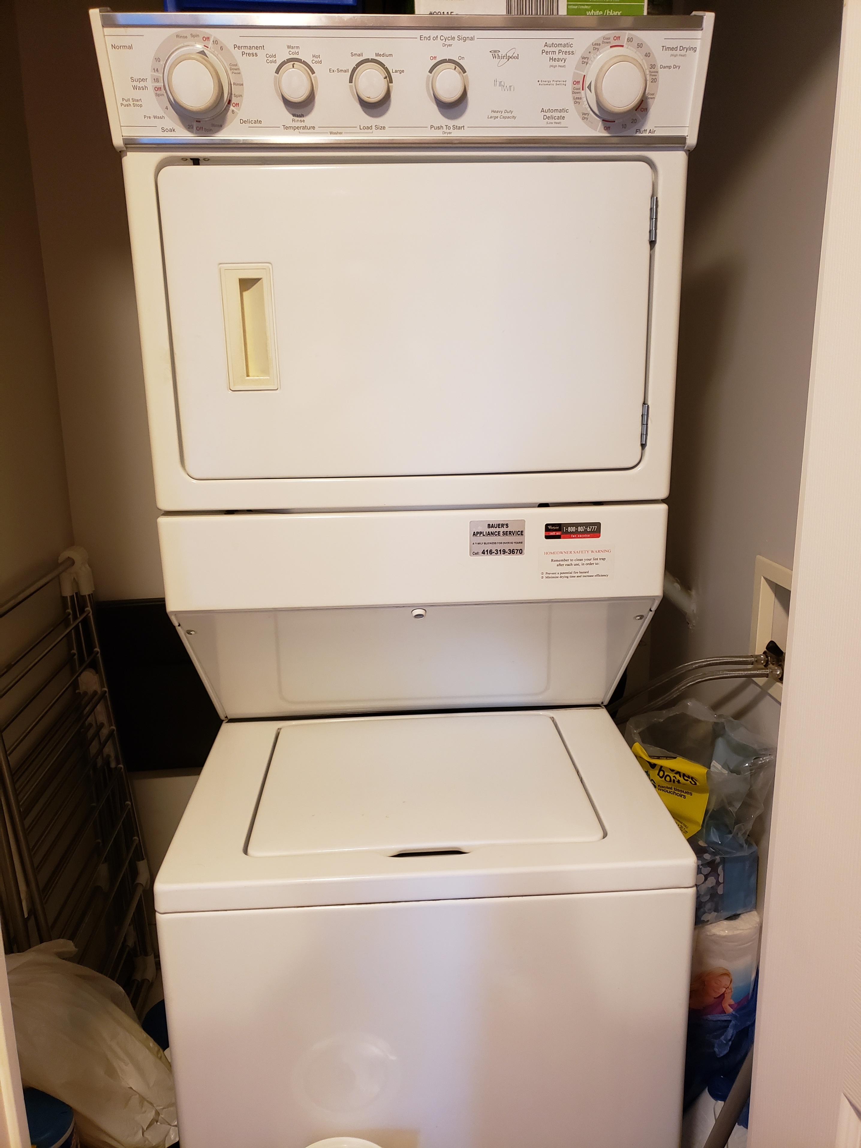 WHIRLPOOL STACKABLE WASHER AND DRYER COMBO