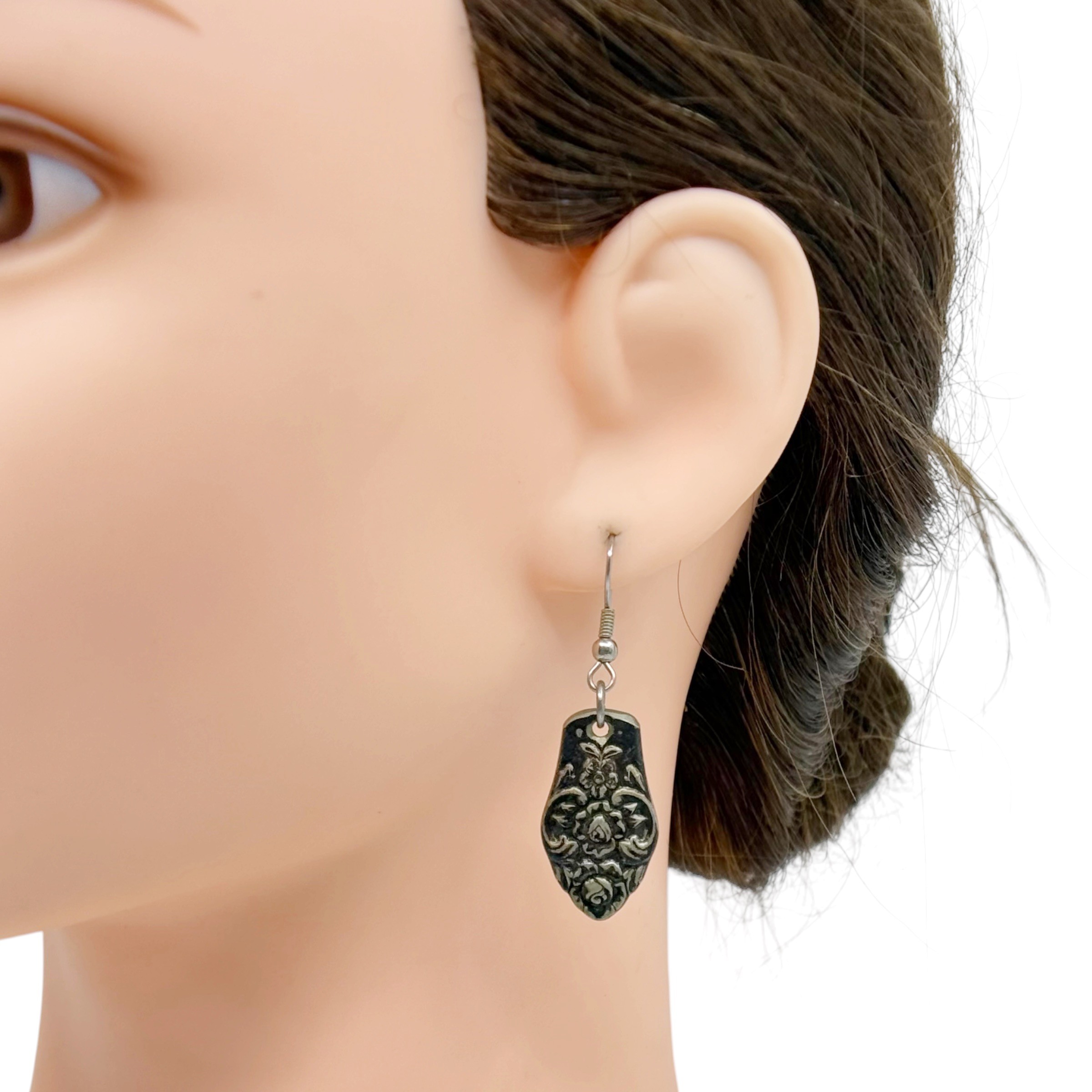Hand Made silver plated flower spoon handle earrings - GM3004 - photo 5
