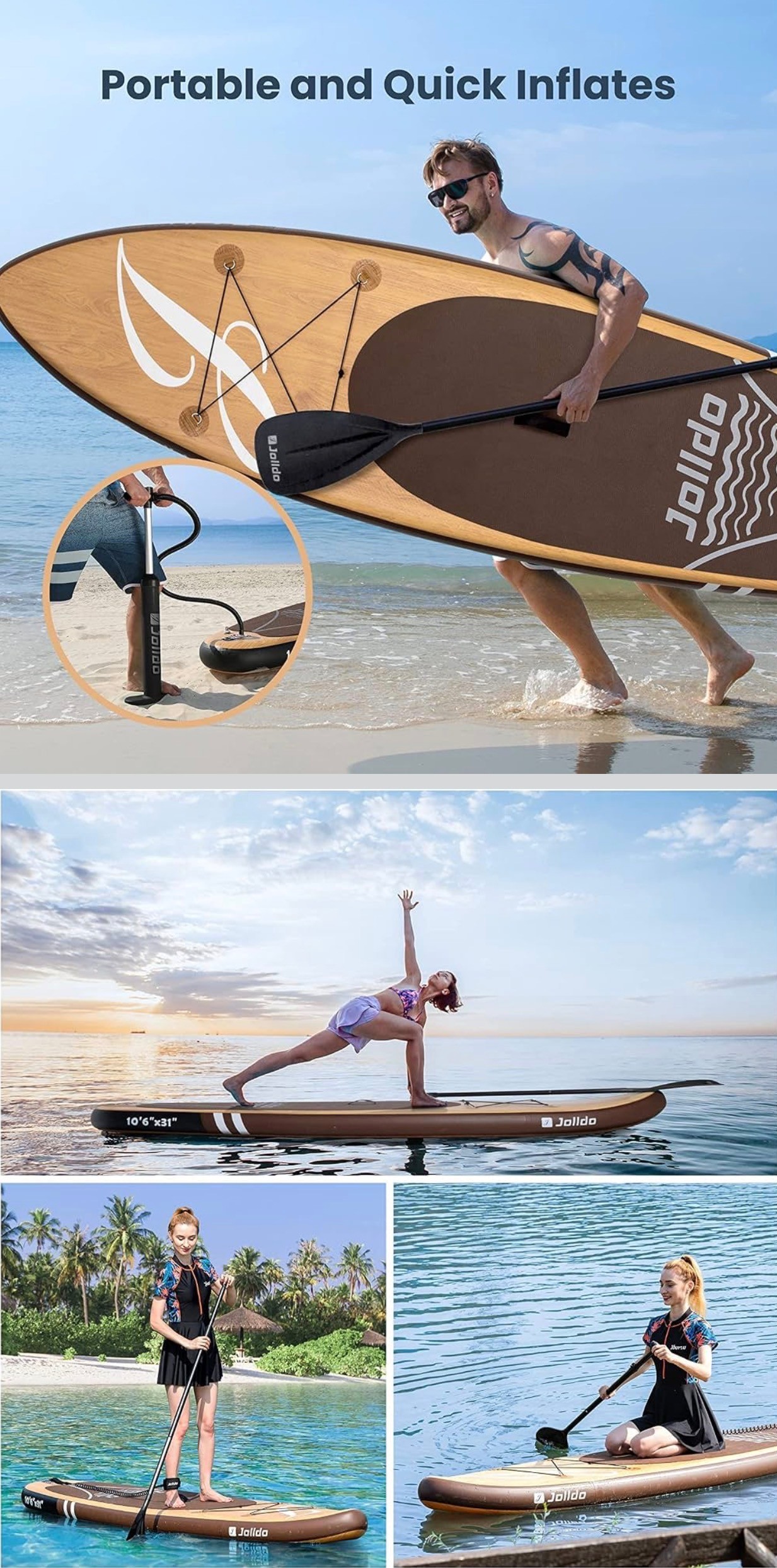 SUP Inflatable Stand Up Paddle Board 10’6”×31"×6" w/ Carrying ba - photo 3