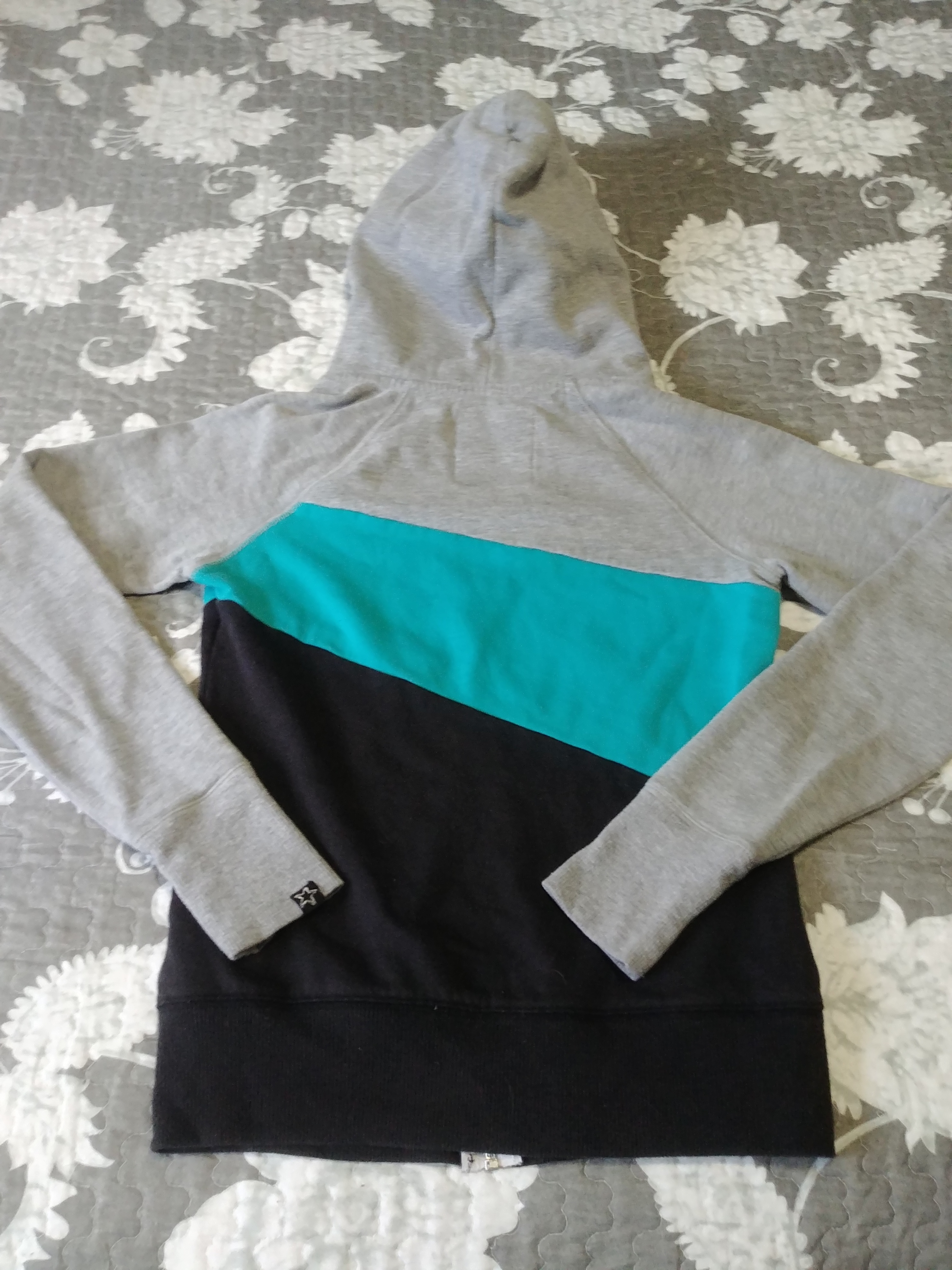 Garage Hoodie, XS ,Grey, Aqua & Black ,Draw String - photo 2