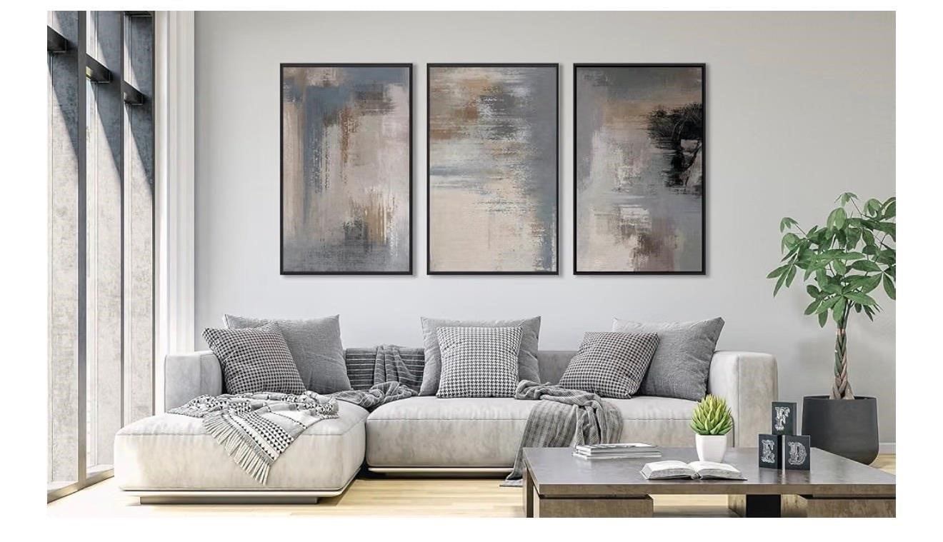 Set of 3 Abstract Framed Wall Art