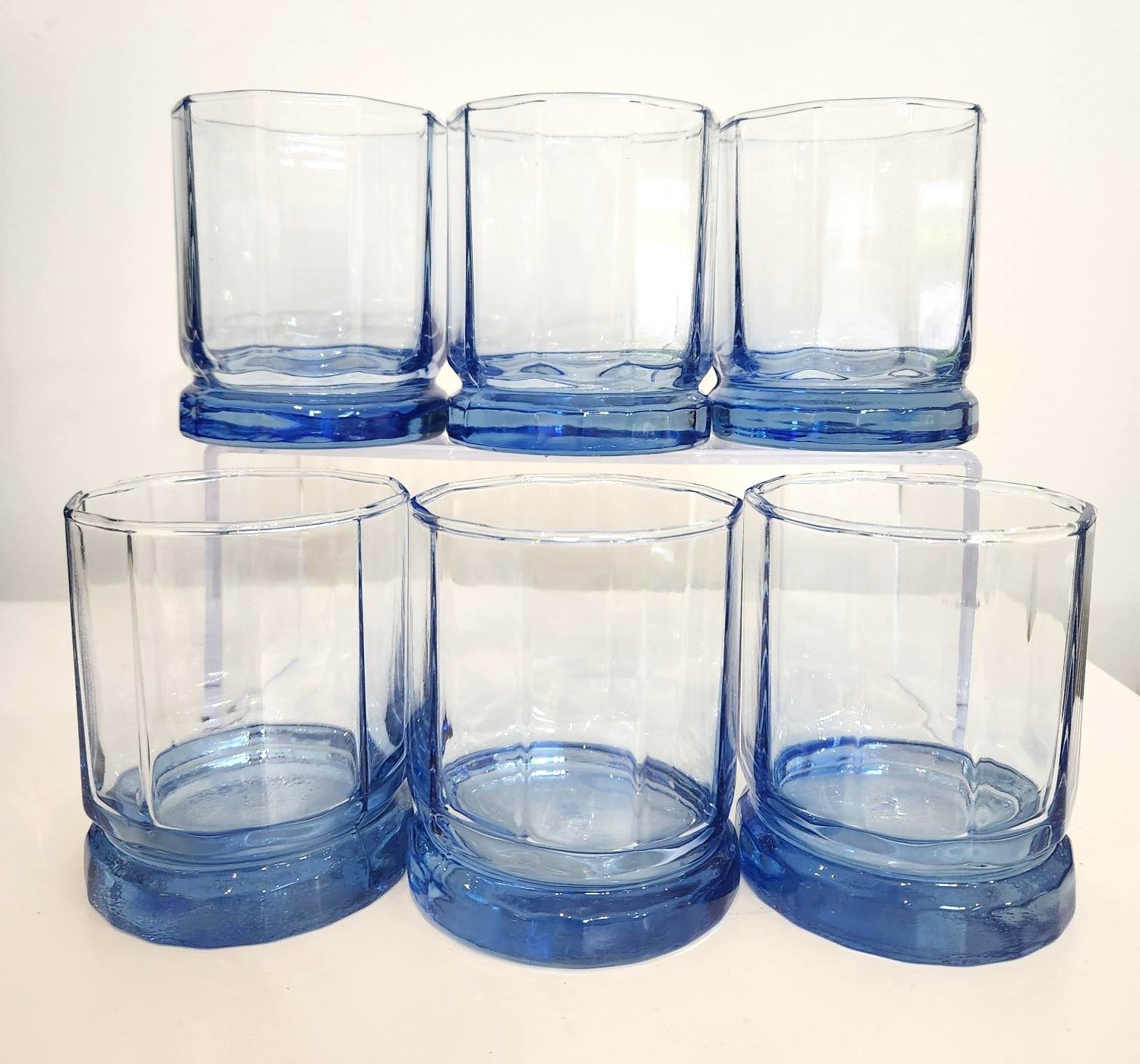 Set of 6 Vintage Anchor Hocking "Essex" 10-Panel Lowball Glasses