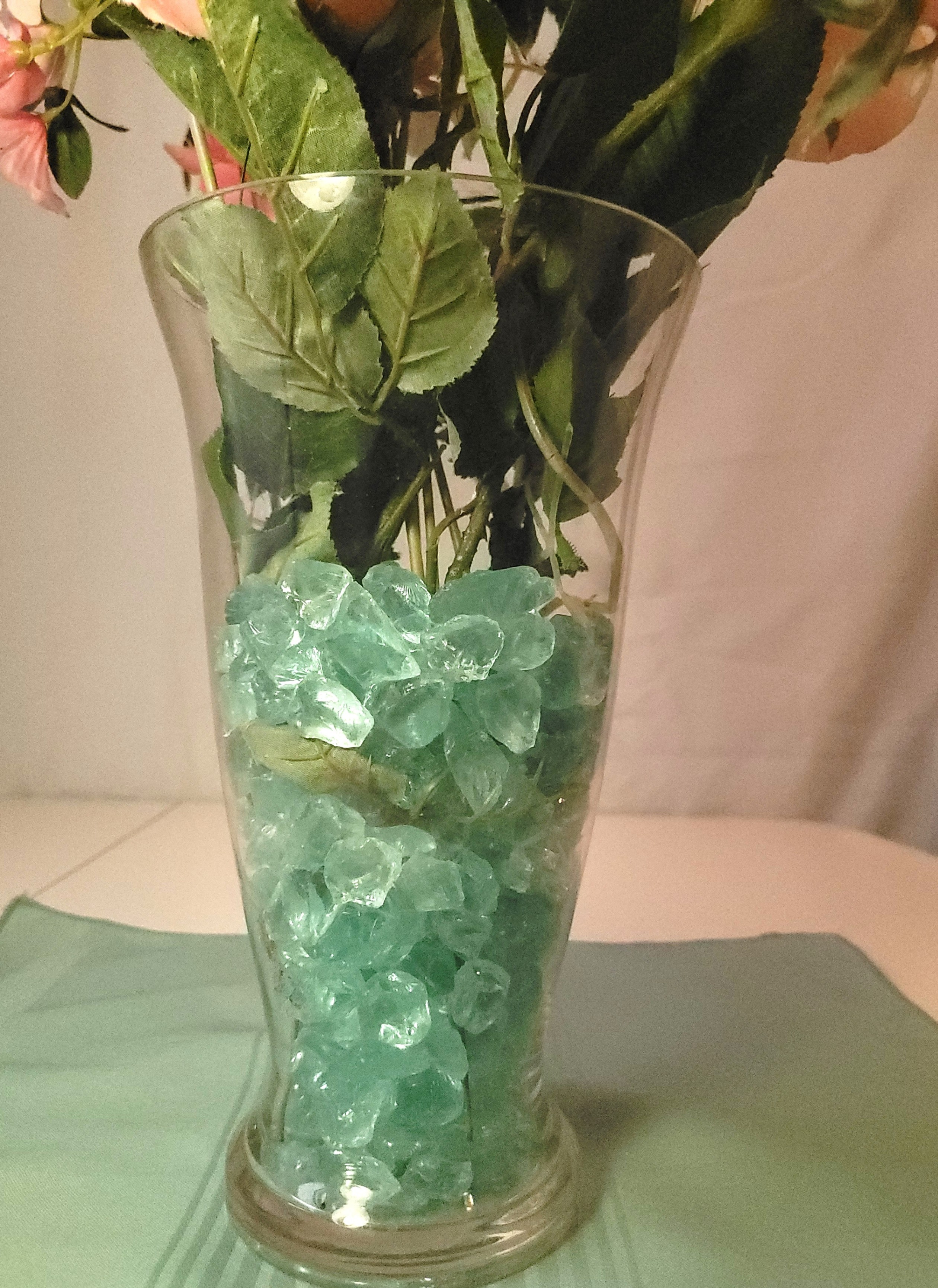 Large Pink Peony Floral Arrangement Clear Glass Vase Sea Glass - photo 4