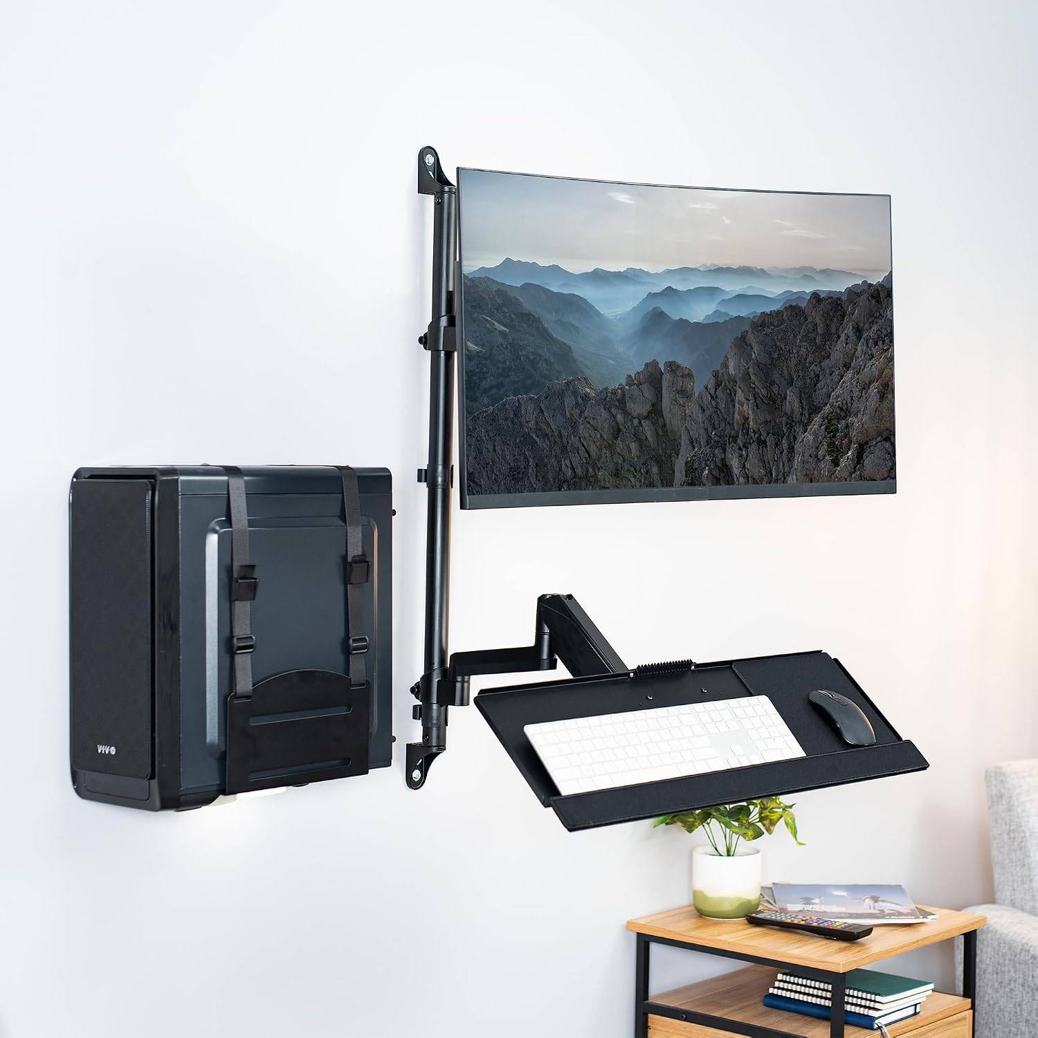 New VIVO Sit-Stand  Keyboard, Monitor, CPU Wall Mount