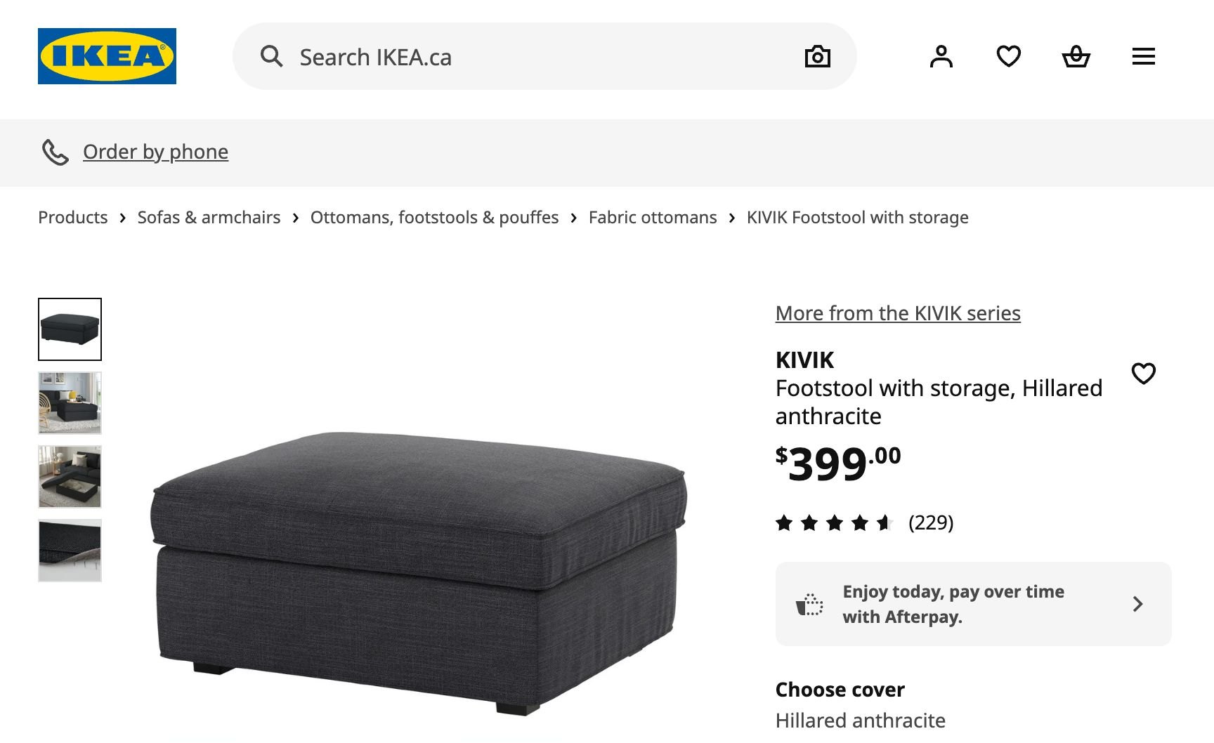 IKEA KIVIK Footstool with Storage (Hillared Anthracite Colour) - photo 3