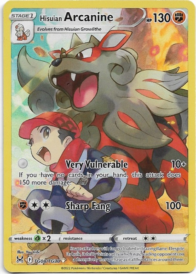 Pokemon Hisuian Arcanine TG08/TG30 Silver Tempest Trainer Galler