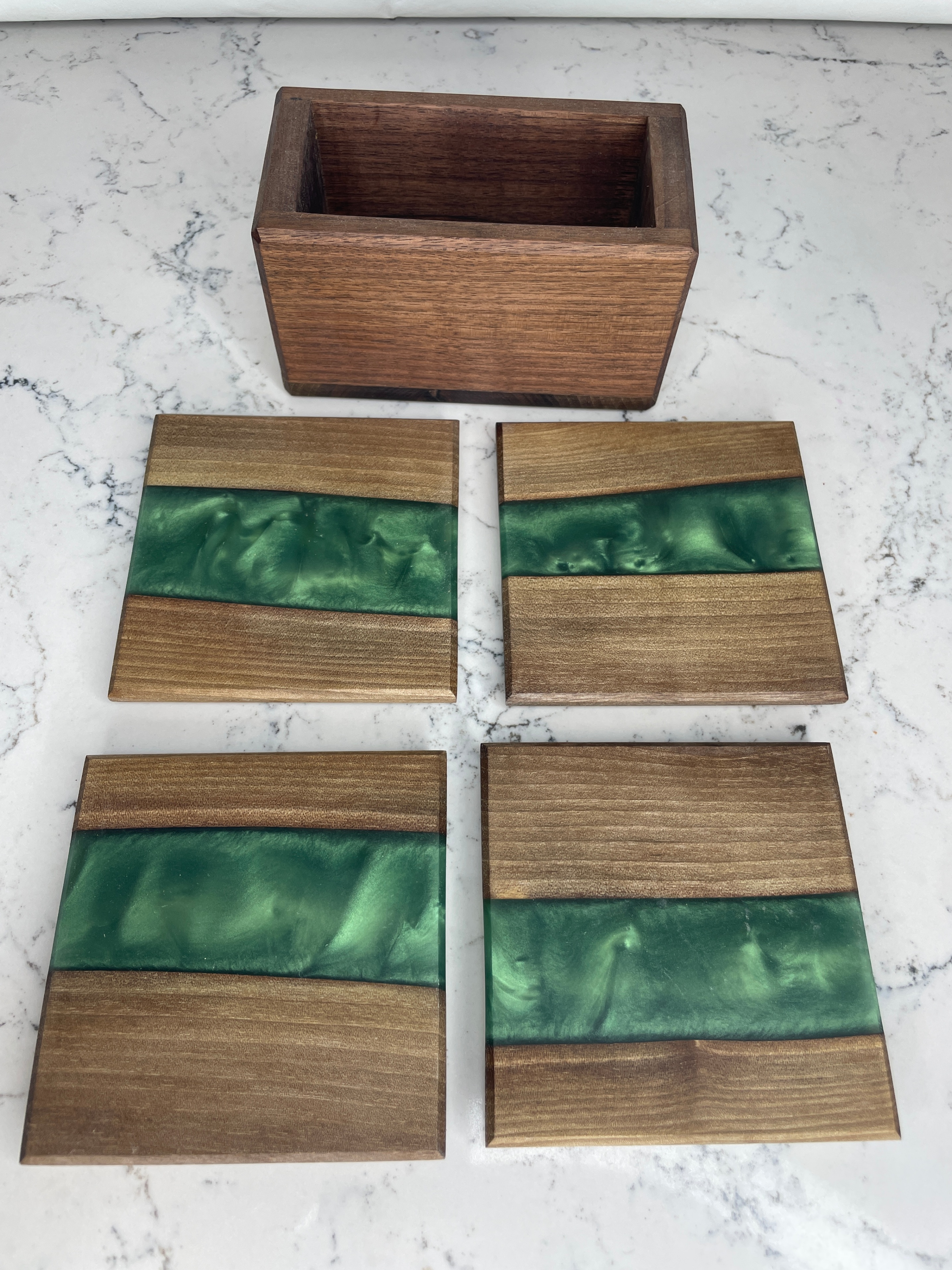 Square Black Walnut Epoxy Wooden Coasters