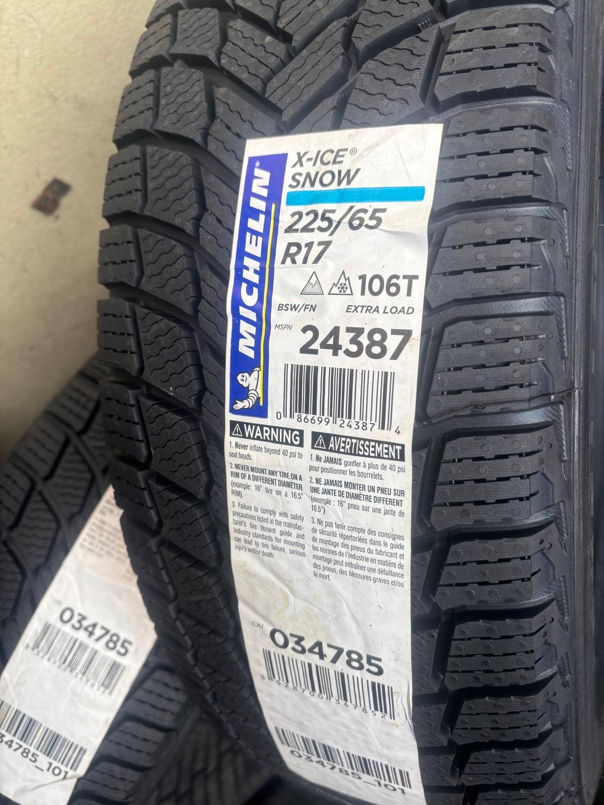 NEW 225/65/R17 Michelin snows–RAV4/CRV/Journey/Terrain/Rogue/Eq