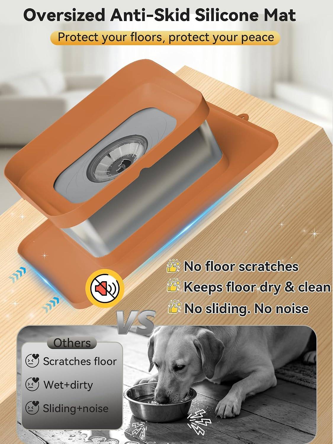 14L Stainless Steel Dog Water Bowl No-Spill with Anti-Skid Mat - photo 5