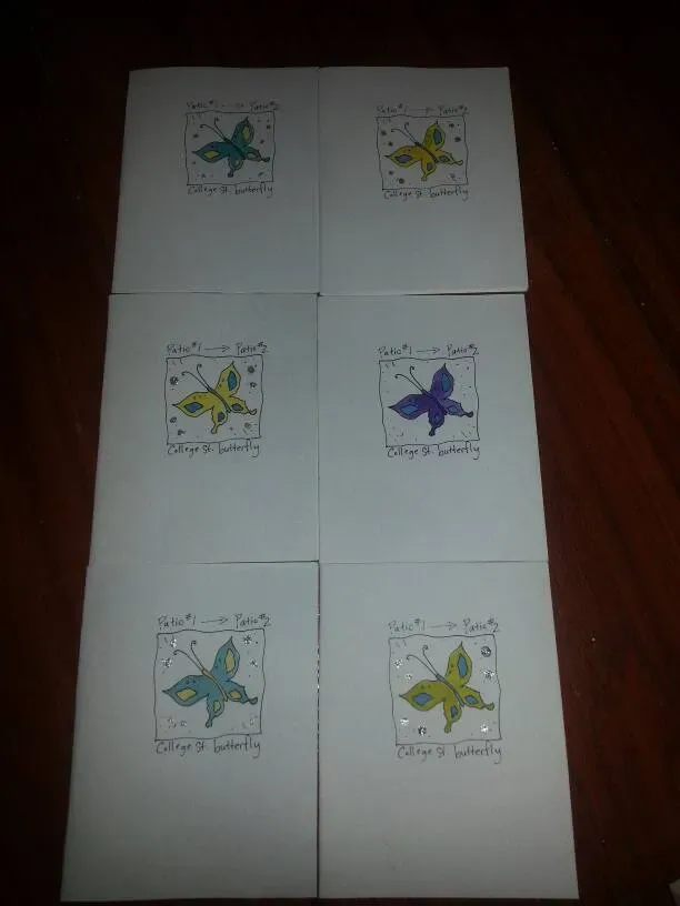 Hand Painted "College St. Butterfly" Greeting Cards